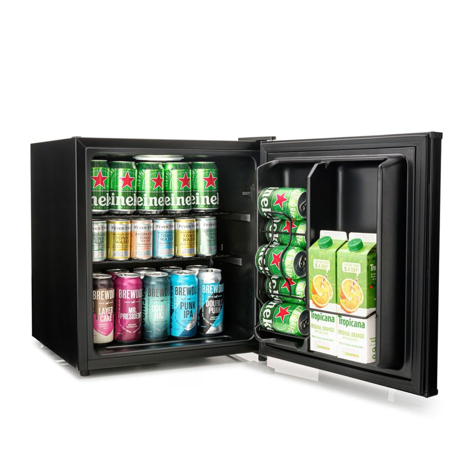 Subcold Cave50 LED Solid Door Drinks Fridge for Wine & Beer | Mini Chiller with Can Dispenser | 44 Cans (Black)