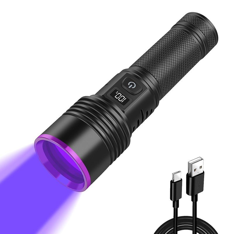 WindFire UV Torch 365nm Black Light, Rechargeable Blacklight Torches with LCD Display, Powerful Ultraviolet Flashlight for Pet Urine Detection, Scorpions, Resin Curing, Bed Bugs