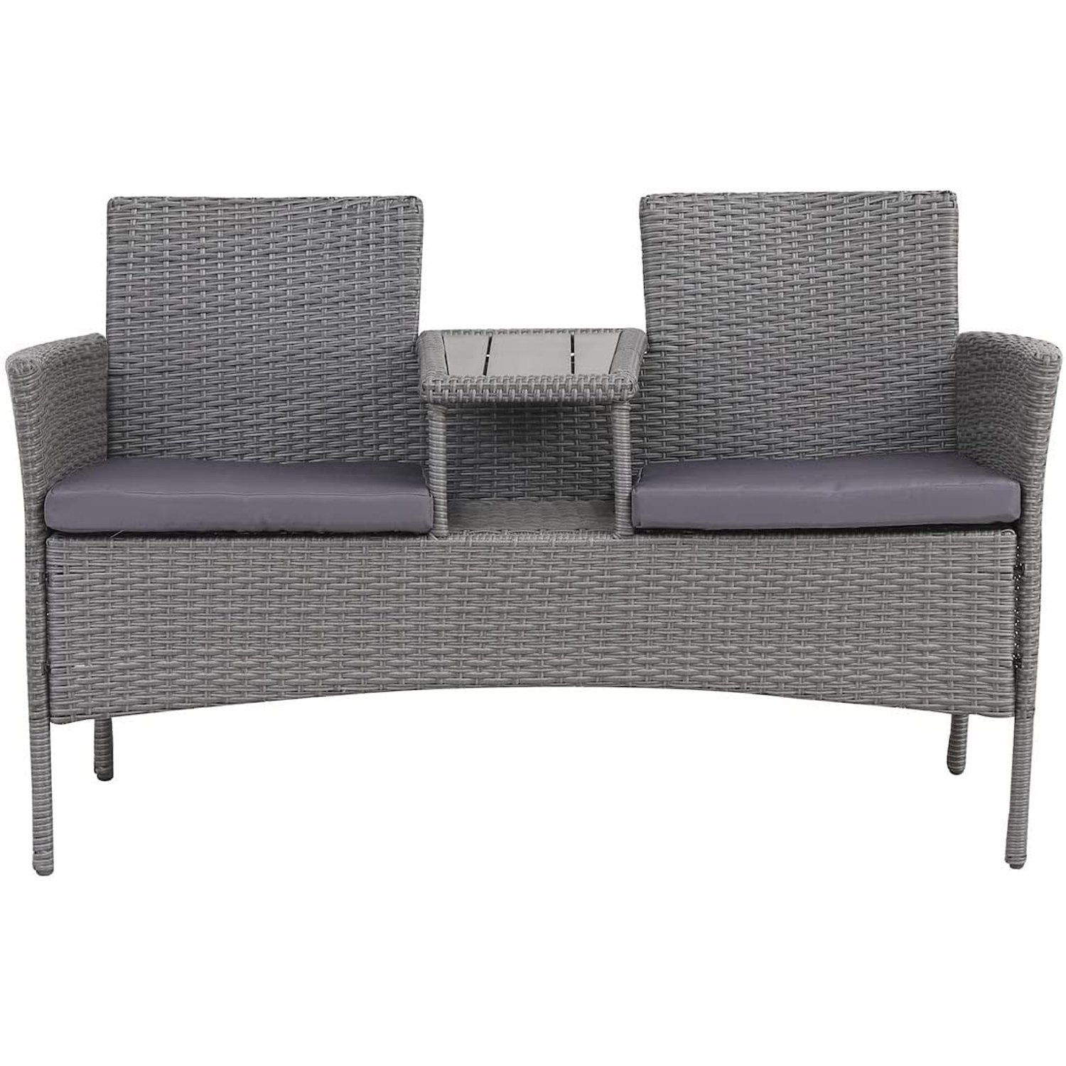 EVRE Lisbon Rattan 2 Seater Companion Partner Bench Garden Furniture Set Patio Conservatory for Terrace Balcony Garden Outdoor Indoor