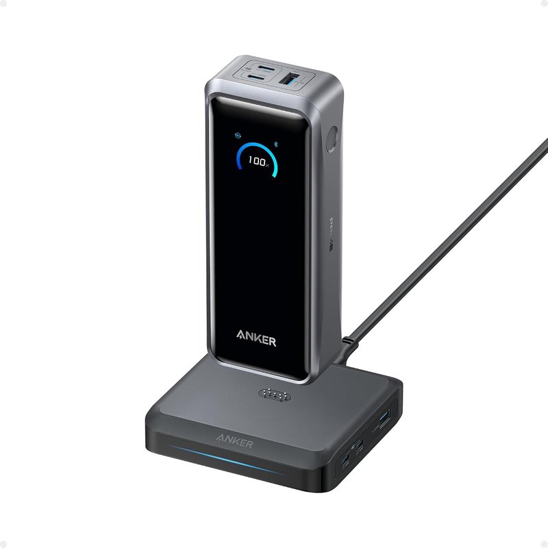 Anker Prime Power Bank and Charging Base, 26,250mAh 300W Max Portable Charger with Base for 6 Devices, Two-Way Charging, Hand-Luggage Approved, App Control, For Laptop, iPhone 17/16/15 Series