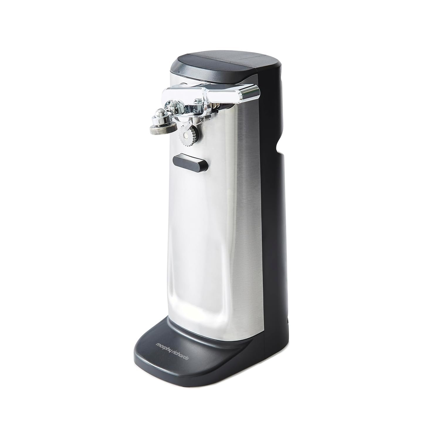 Morphy Richards 3-in-1 Electric Tin Can Opener, Knife Sharpener and Bottle Cap Remover, Magnetic Lid Holder, Hands Free, Safe Cleaning, Automatic Start and Stop, Cord Storage, Stainless Steel, 432030