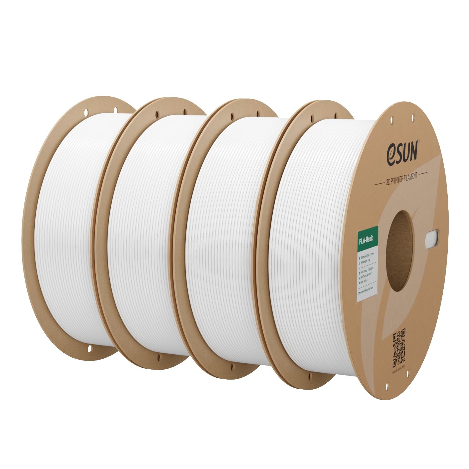 eSUN PLA Filament 1.75mm, PLA Basic 3D Printer Filament Dimensional Accuracy +/- 0.05mm, 1KG per Spool, 4 Spools 3D Printing Filament,Cold White