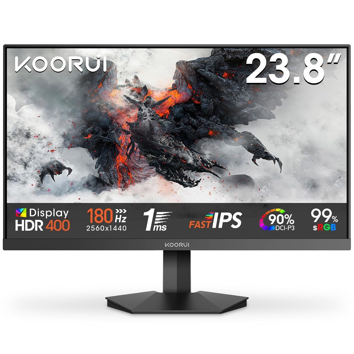 KOORUI 24 Inch Gaming Monitor, 180Hz, Fast IPS, QHD 1440P, 1ms