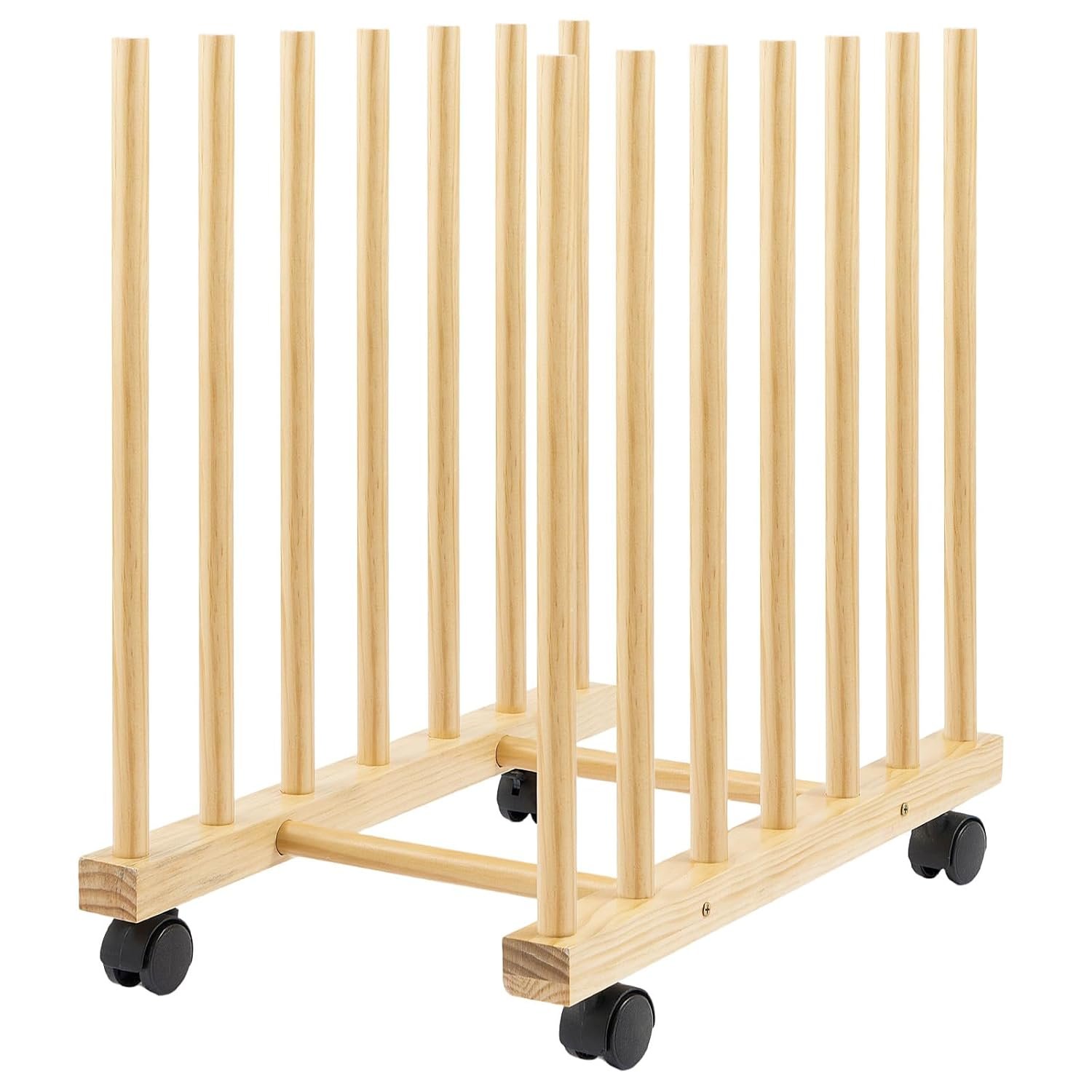 GreenWhim Wooden Art Canvas Storage Rack with Wheels – Mobile Stand for Canvases, Drawing Boards, Prints and Framed Artwork