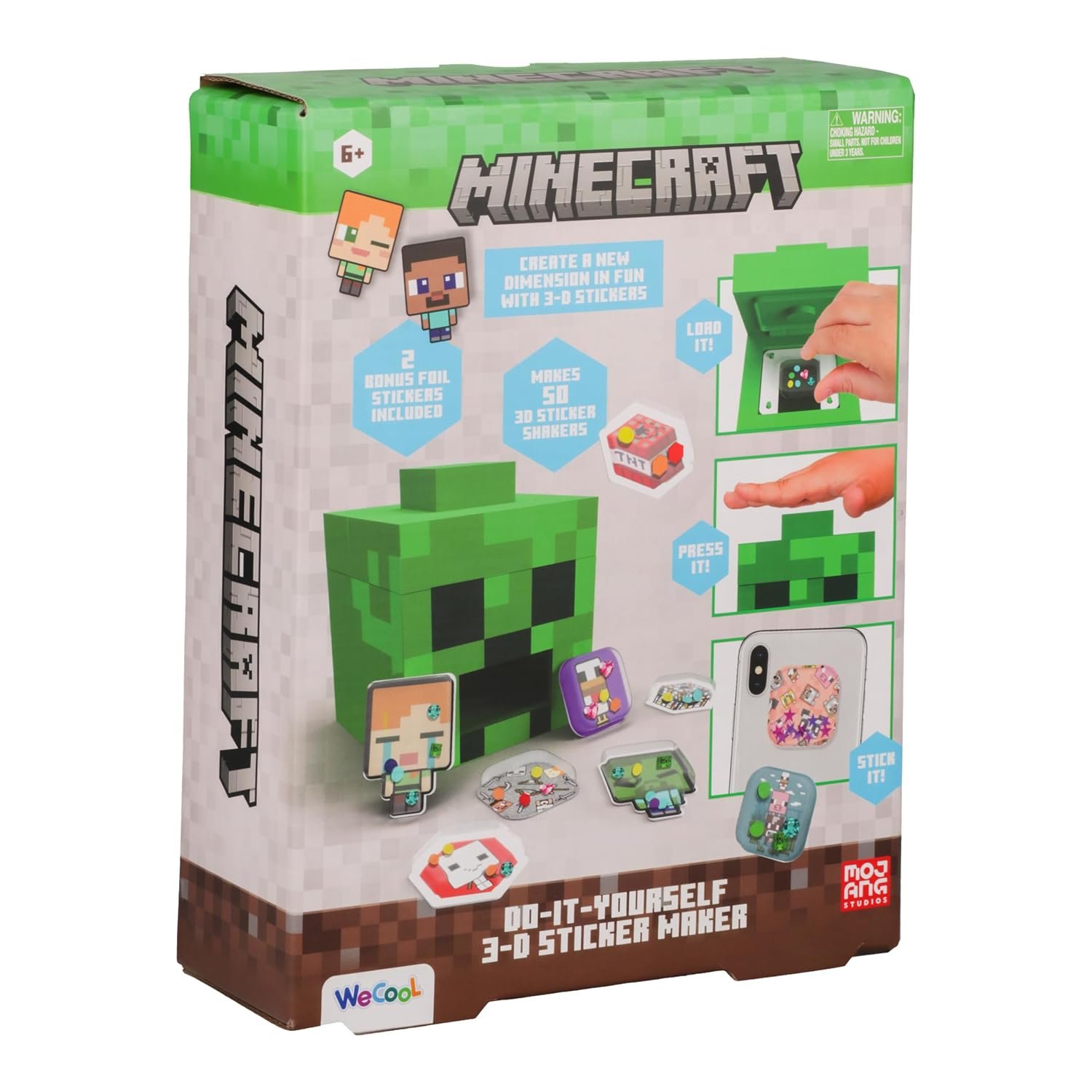 Paladone WeCool Minecraft Creeper DIY 3D Sticker Maker for Kids, Officially Licensed Craft Kit for Girls and Boys Ages 6+, Makes 50 Custom Stickers, Fun Creative Gift & Toy