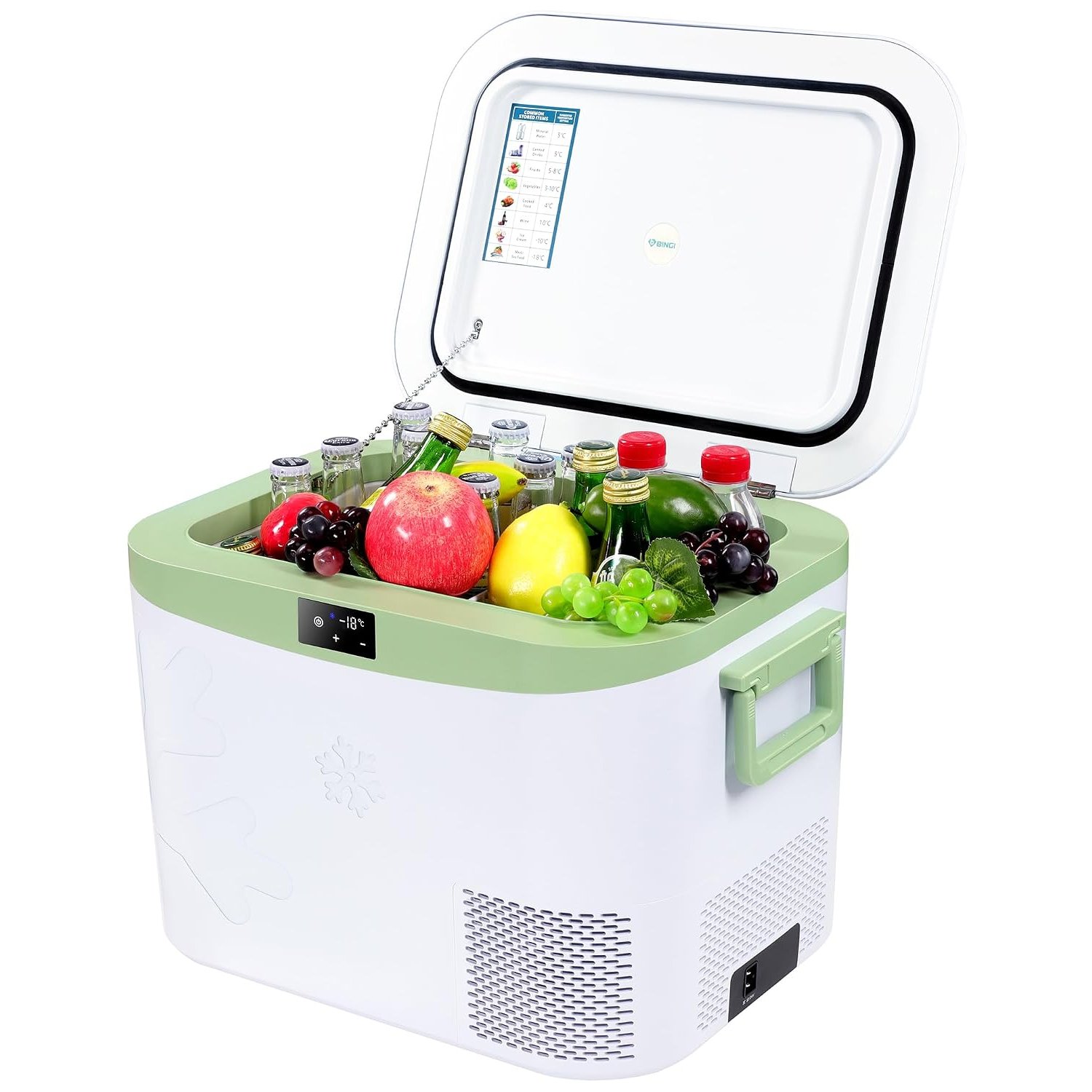 BINGI Compressor Fridge 18L, Portable Car Freezer Compact 12V Refrigerator 12V/24V DC & 100-240V AC Cooler Box for Outdoor Camping, Travel, Truck, Home Use -18℃ to 15℃