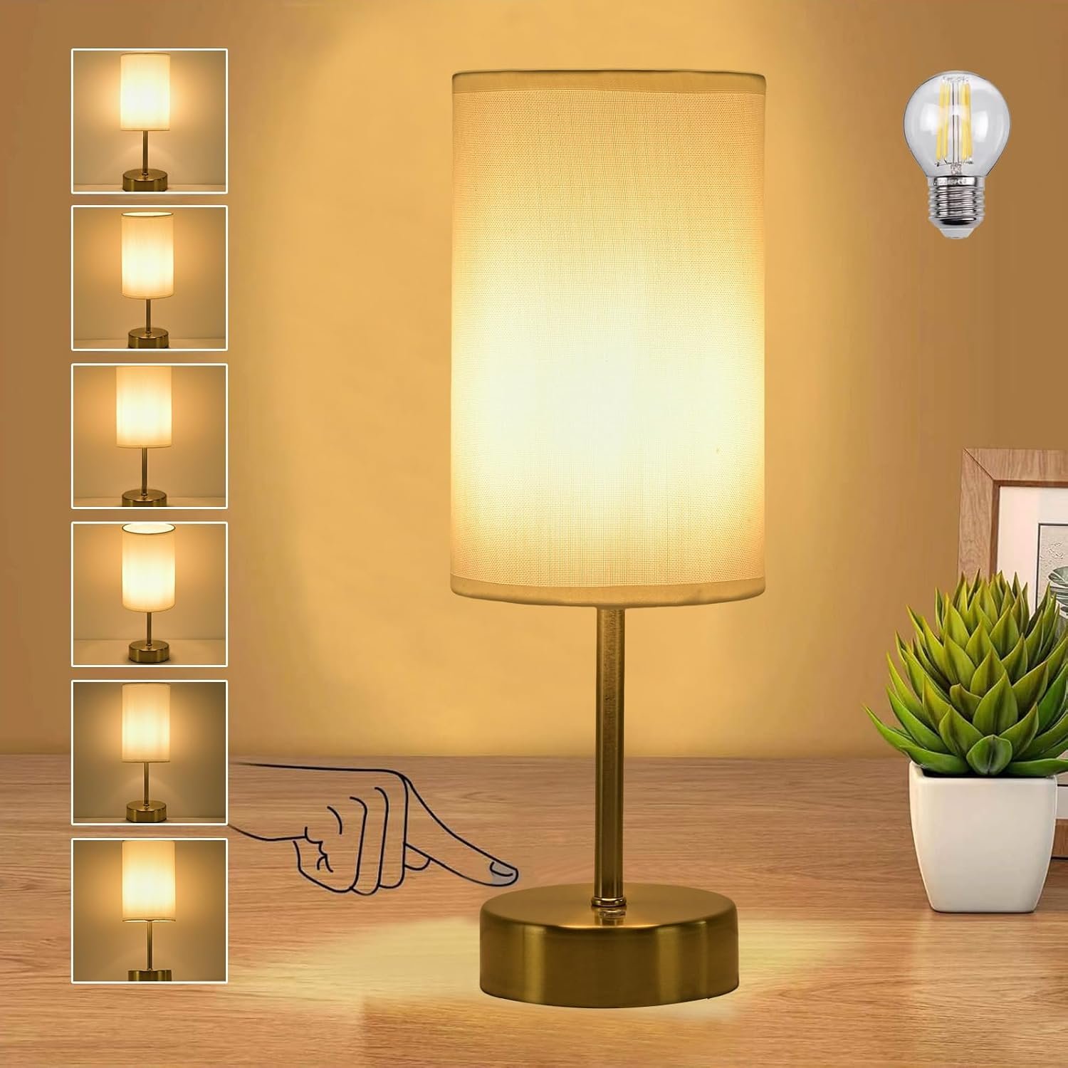 YOIZO Cordless Table Lamp 5000mAh Rechargeable | Battery Operated Lamps with Brightness Memory, Stepless Dimmable, Portable Touch Control Bedside Lamp for Home/Bedroom/Indoor-Outdoor (Gold)