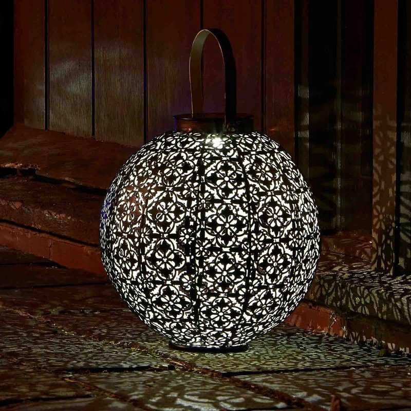 Garden Mile® Large Damask Solar LED Silhouette Lantern Lights Solar Lights Patio Table Lights Garden Lighting Landscaping Lights (Large Damask)