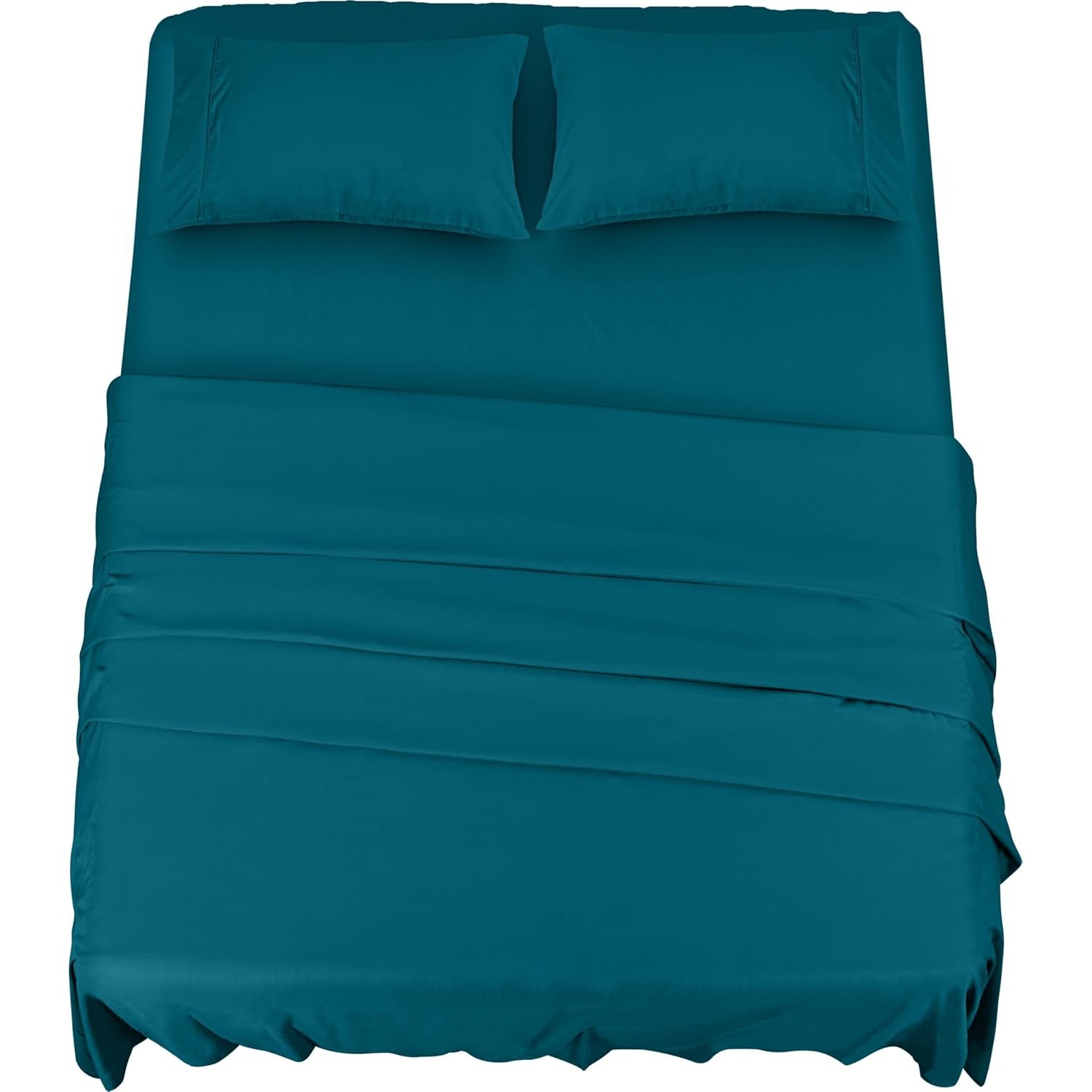 Utopia Bedding 4-Piece Sheet Set 180 x 200 – Brushed Microfiber Polyester – Oeko-Tex Certified – Fitted Sheet, Flat Sheet and 2 Pillowcases 50 x 75 cm (180 Bed, Denim Blue)