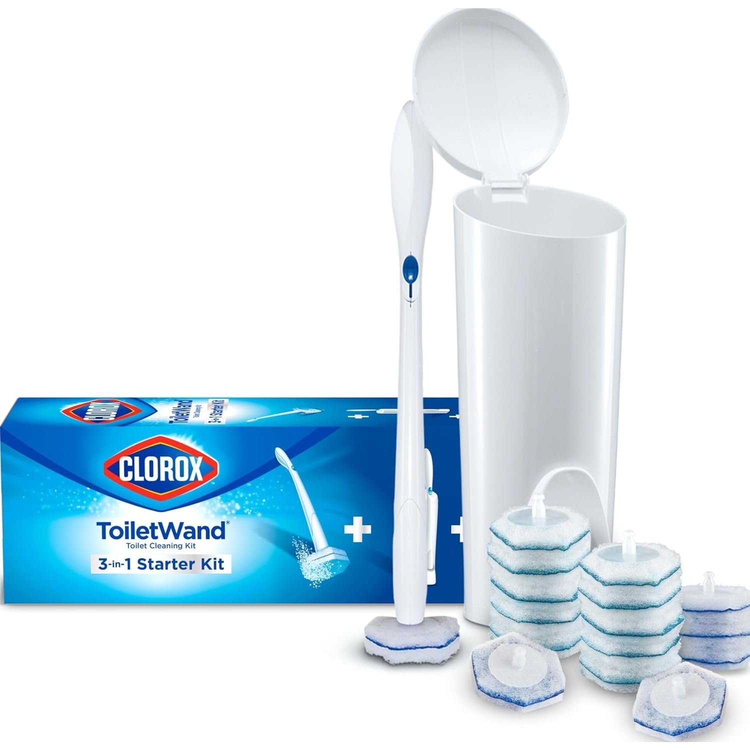 Clorox ToiletWand Disposable Toilet Cleaning System - ToiletWand, Storage Caddy and 16 Disinfecting ToiletWand Refill Heads (Package May Vary)