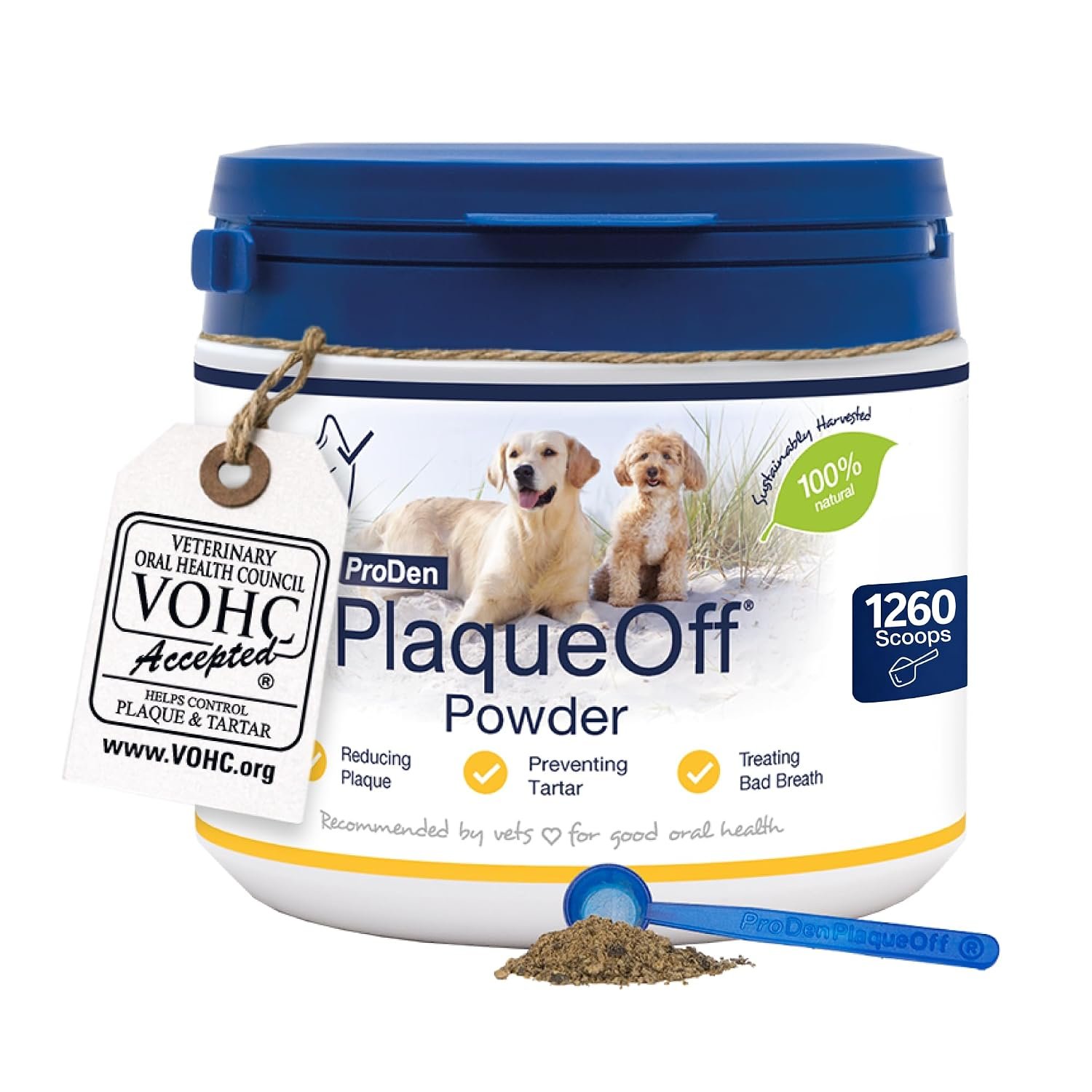 ProDen PlaqueOff Powder for Dogs & Cats, Tartar & Bad Breath Remover with 100% Natural Teeth Cleaner and Plaque Remover 420 g