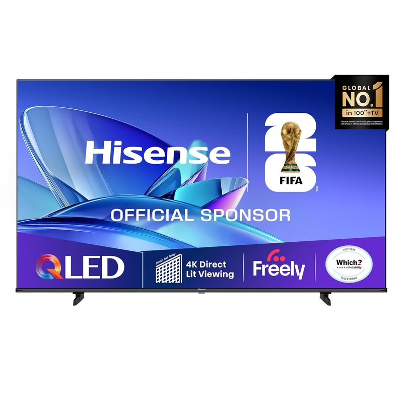 Hisense 43" 43E78QTUK QLED Smart AI TV - 4K Direct Lit Viewing, Quantum Dot Colour, Hi-View AI Engine, Dolby Vision, Dolby Atmos with Freely, Disney +, YouTube, Netflix