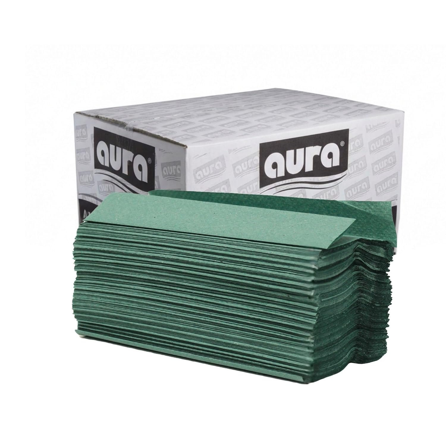 Aura Green Paper Towels C-Fold | Disposable Hand Towels for Kitchen and Bathroom Dispensers | 1 Ply 2400 Folded Sheets,100% Recycled