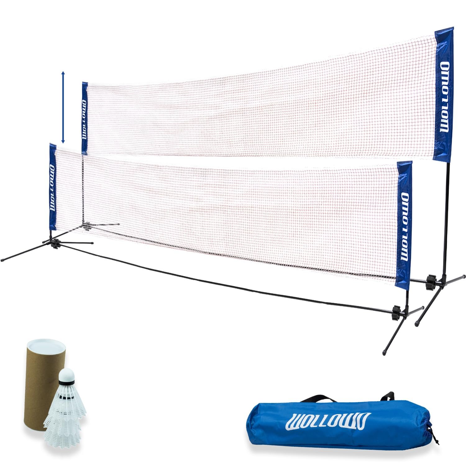 Wollowo 4m Foldable Portable Badminton Volleyball Net Frame Stand, FREE Shuttlecocks and Carry Bag