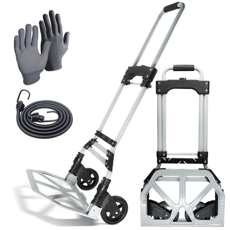WMR Heavy Duty Folding Aluminium Hand Truck Trolley | Multi-Purpose Sack Barrow Cart | Lightweight & Durable Aluminium Trolley for Luggage, Groceries, Office, Warehouse | 80KG Load Capacity