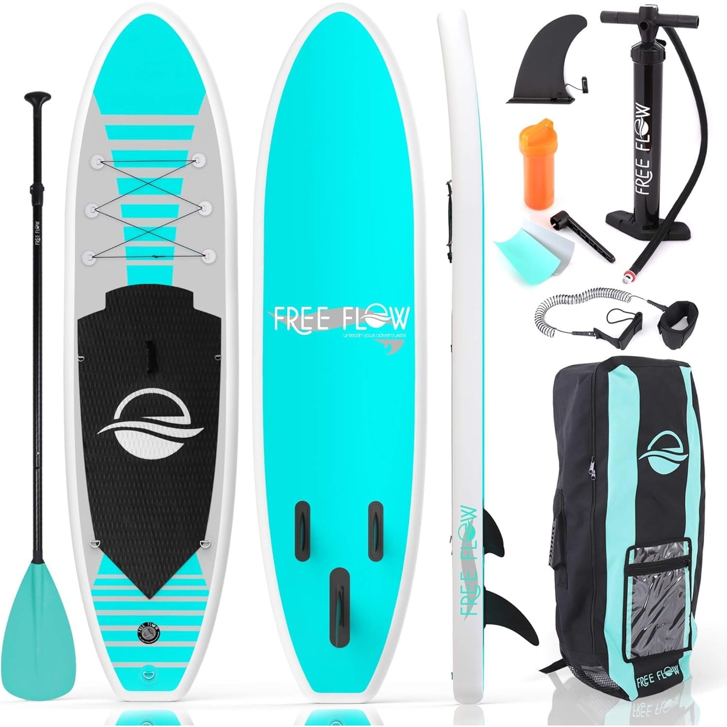 SereneLife Inflatable Stand Up Paddle Board, SUP Board- Paddleboards for Adults & Youth, Surfing Board Kit, 0.63cm Thick Standup Paddleboarding, Non-Slip Deck, Wide Stance, Surf Control w/Backpack