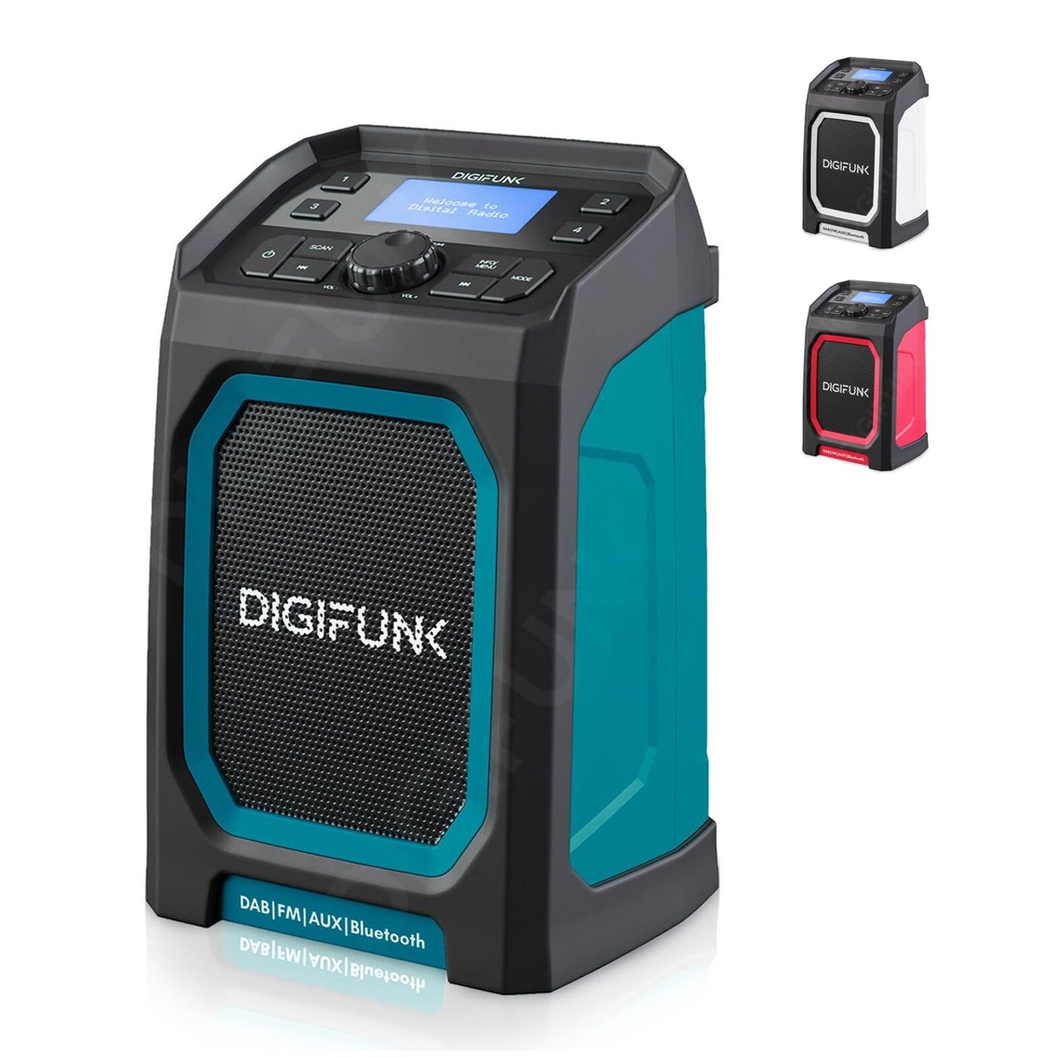 DigiFunk Work Site Radio | USB Rechargeable | DAB+, DAB, FM, Bluetooth, AUX Input | IP65 Waterproof Rugged Durable Design | Perfect for Builders, Outdoors, Warehouse, Garage, DIYer, Shed | Green