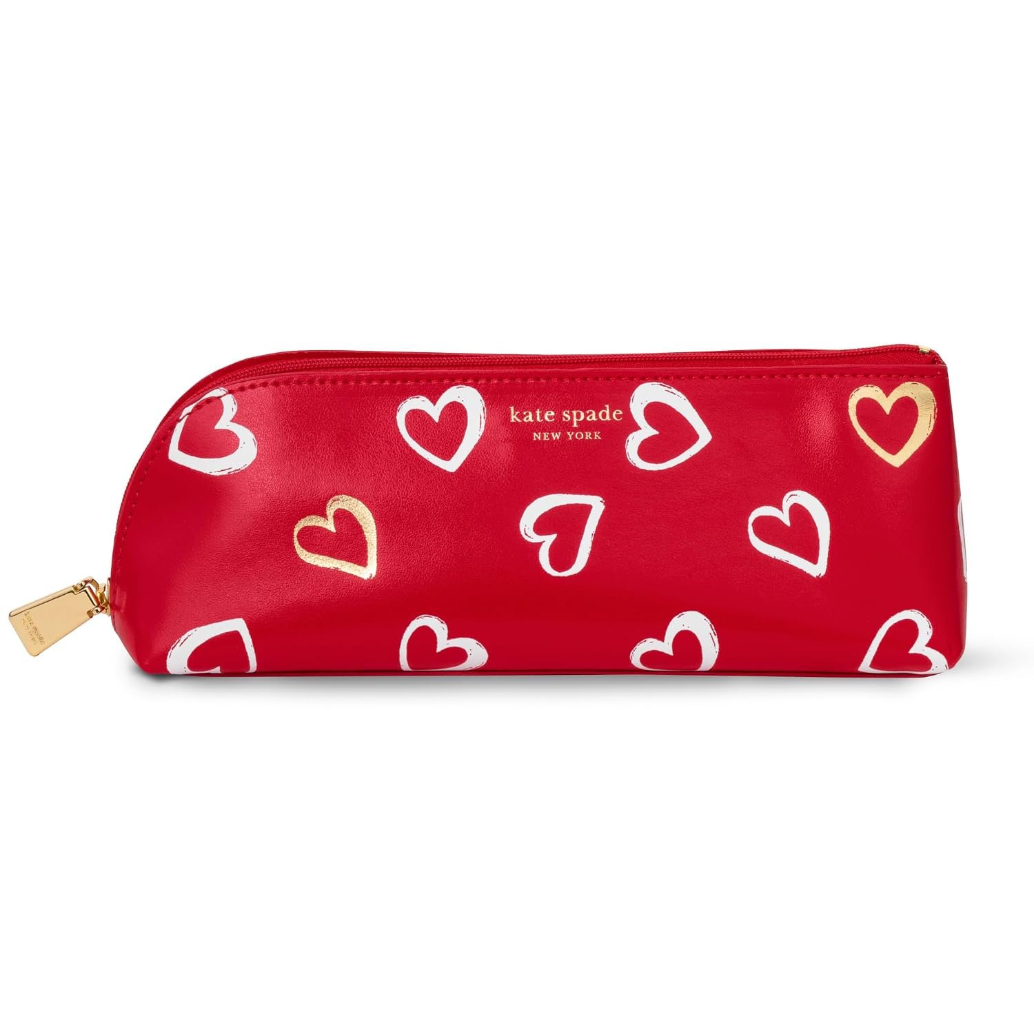 Kate Spade New York Pen and Pencil Case with Office Supplies, Zip Pouch Includes 2 Pencils, Sharpener, Eraser, and Ruler, Brushstroke Hearts