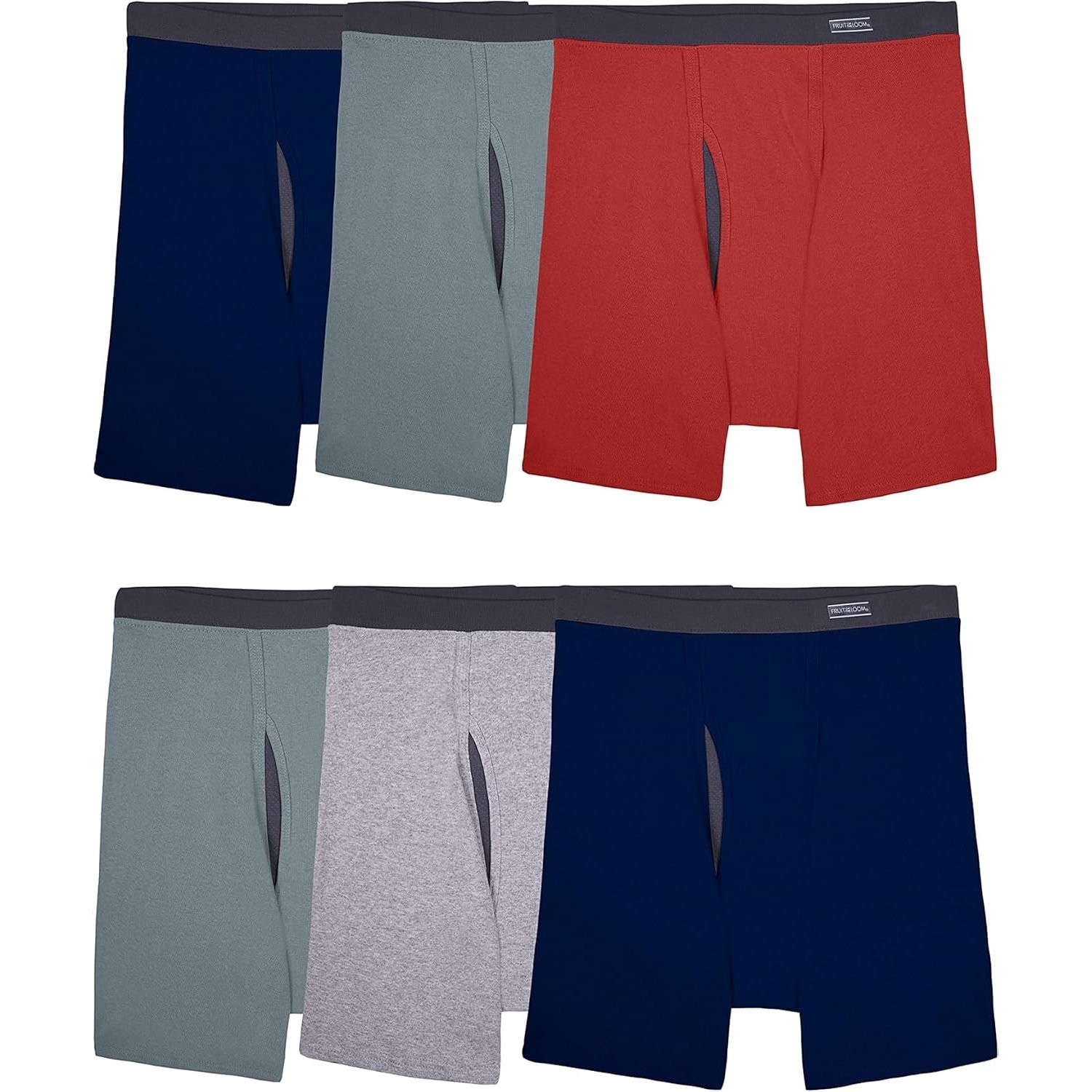 Fruit of the Loom Men's Coolzone (Assorted Colors) Boxer Briefs, 6 Pack - Covered Waistband, XL UK