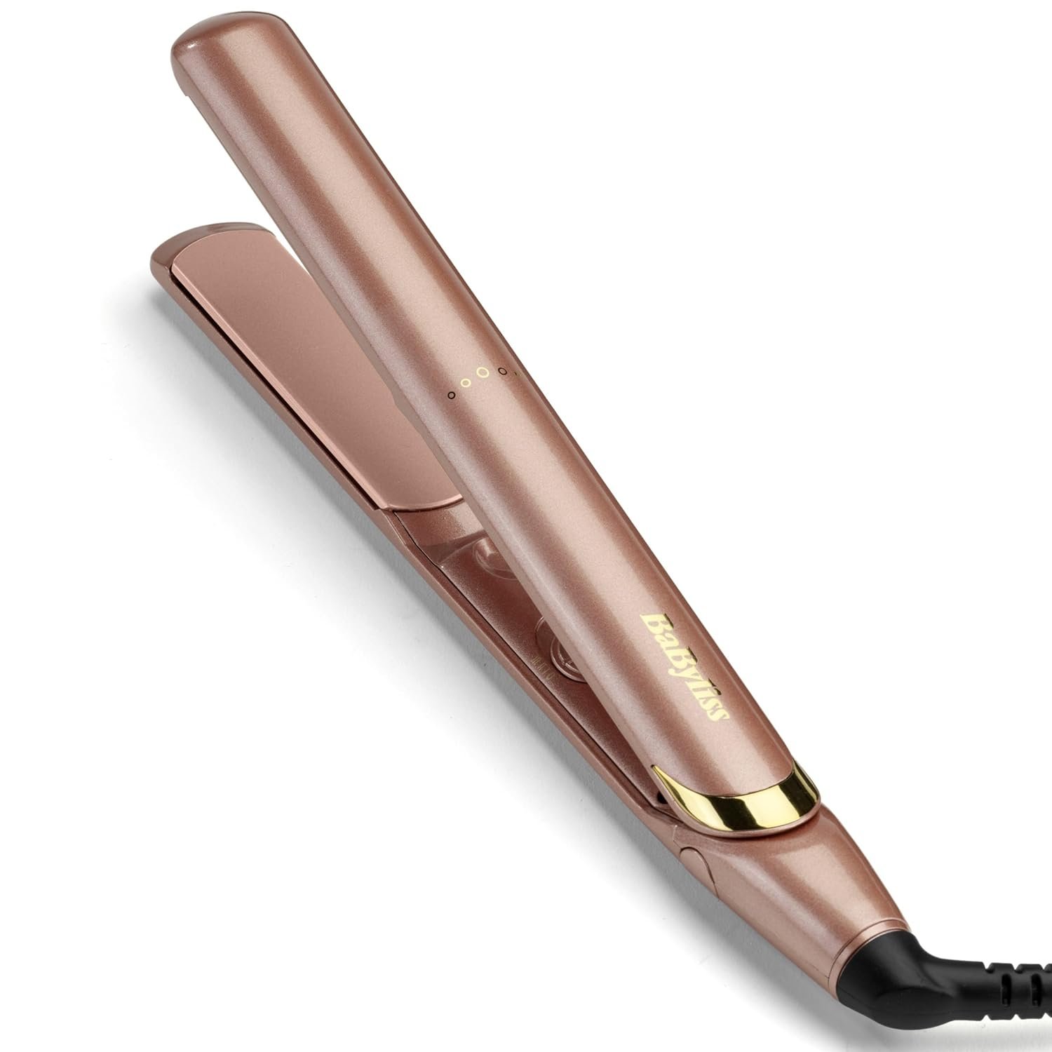 BaByliss Rose Gold Hair Straighteners - Ceramic Plates for Smooth Styling, Multi-Voltage Worldwide use, Ultra-Fast 15 Second Heat Up, 3 Heat Settings Up to 235°C, 2598U