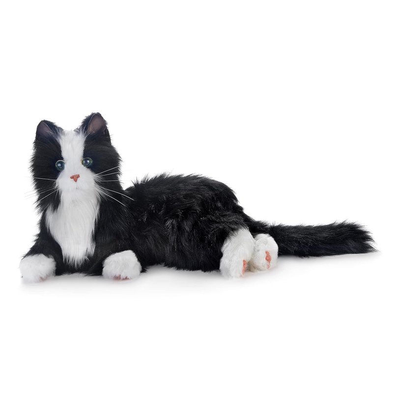 Ageless Innovation Joy For All Interactive Pet Cat - Lifelike & Realistic Companion with Soft Fur and Soothing Purrs, No Assembly Required - Black & White Tuxedo