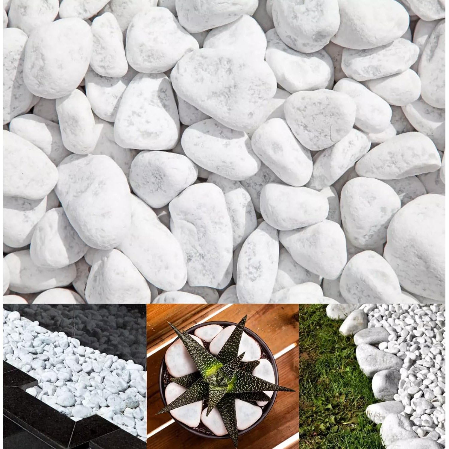 Carrara Decorative Natural Marble SNOW WHITE 20-40mm 20 kg Pure White Pebbles Stones Gravel Chippings Landscape Garden Home (100, Kilograms)