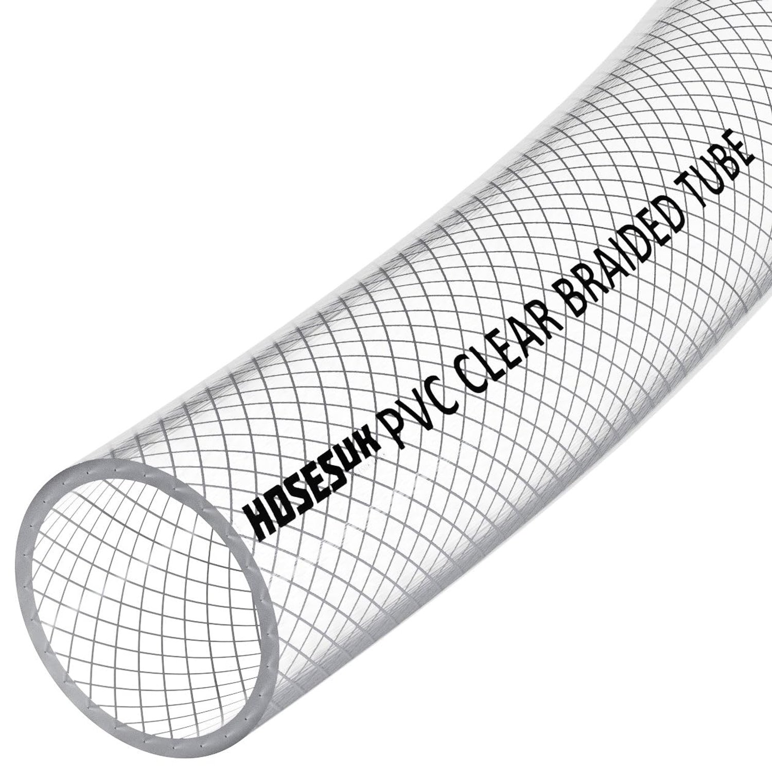 25mm (1") ID PVC Clear Reinforced Braided Air, Water, Oil, Gas, Food Flexible Plastic Hose Tube 50 Metres