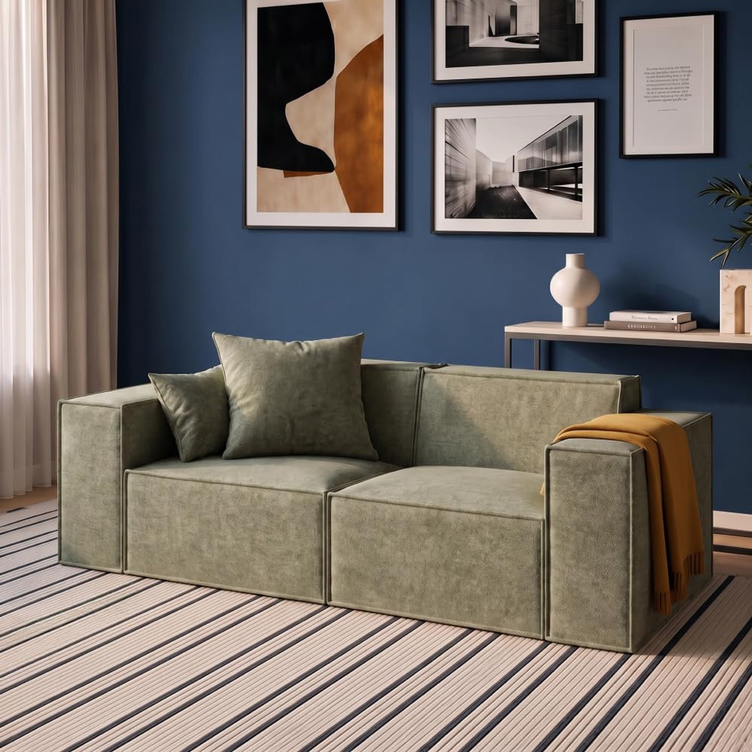 ROVE LAB M1 2 Seater Sofa (Settee) – Modular, Spill-Resistant Performance Fabric, Deep-Seat SmartFoam, Tool-Free One-Person Setup, expandable sofa, Perfect for Flats & All Spaces. (Krypton Green)