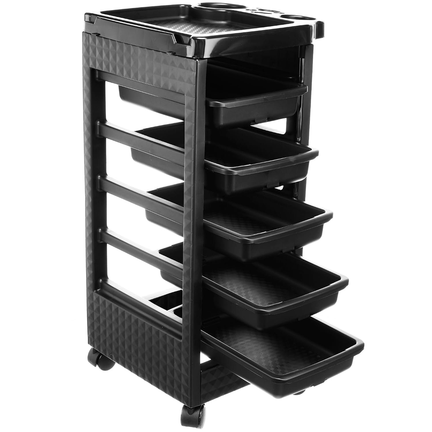 Kobe Hairdressing Trolley, 5-Drawer Storage Cart with Wheels, Professional Salon Organiser, Black