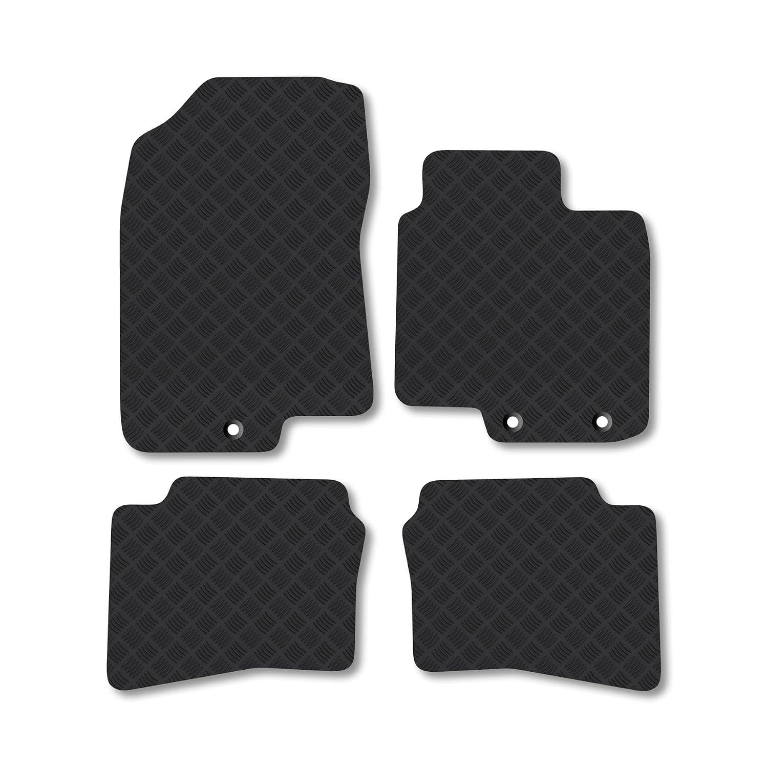 Hyundai i20 (2015-2020) Press stud floor fixing Rubber Car Mats Compatible with Tailored Fit Heavy-Duty Floor Mats Set Accessory Waterproof Durable Custom Fit 4 Pieces Water Resistant Easy-Clean With
