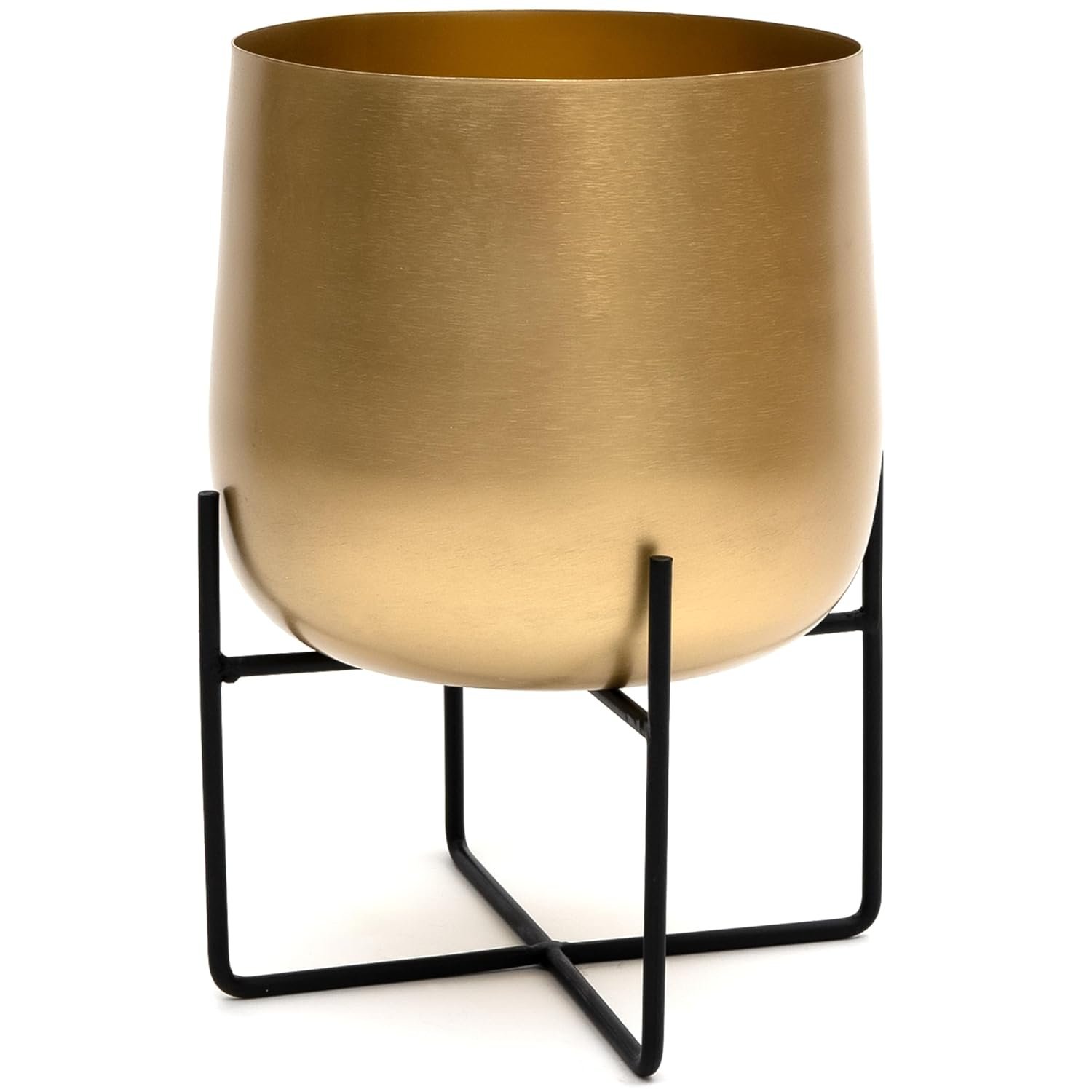 Gold Plant Pot with Black Plant Stand - Gold Planters Large Indoor