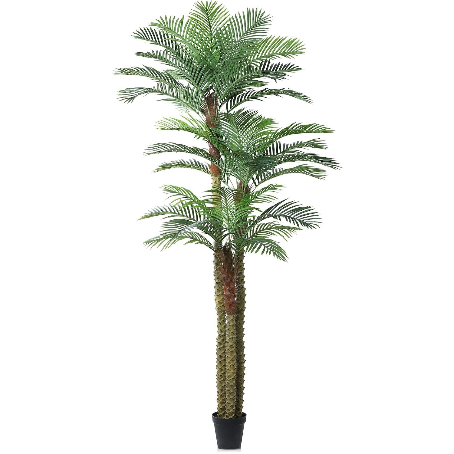 SOGUYI 300cm Outdoor Artificial Palm Tree - UV Resistant Tall Fake Tropical Golden Cane Plant for Patio, Poolside, Lawn, Indoor Decor - Large Faux Palm Tree