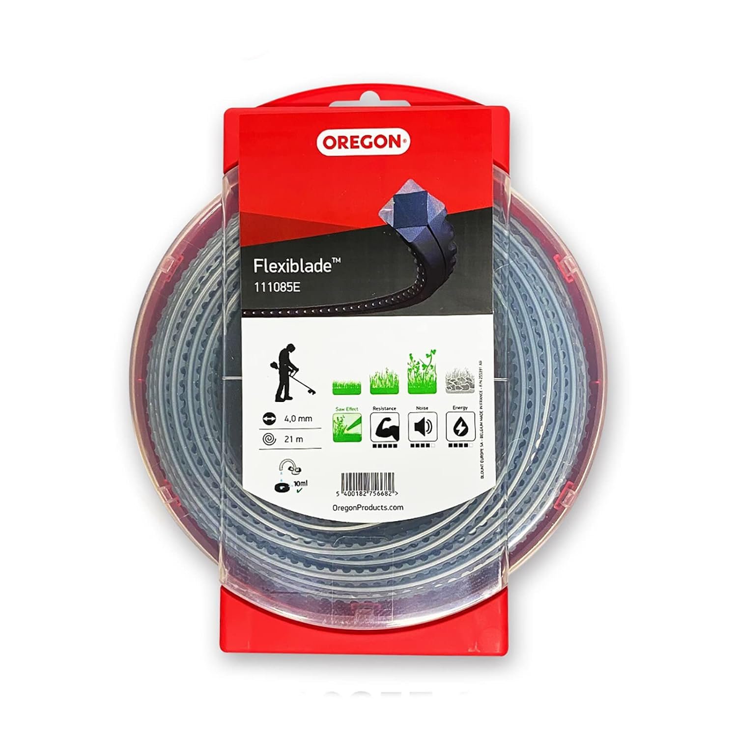 Oregon Serrated 4mm Strimmer Line, Tackles Thick Grass, Weeds, Tough Vegetation & Brambles, Professional Heavy Duty Durable Strimmer Wire, Fits Most Standard Models, 4.0 mm x 21 m (111085E)