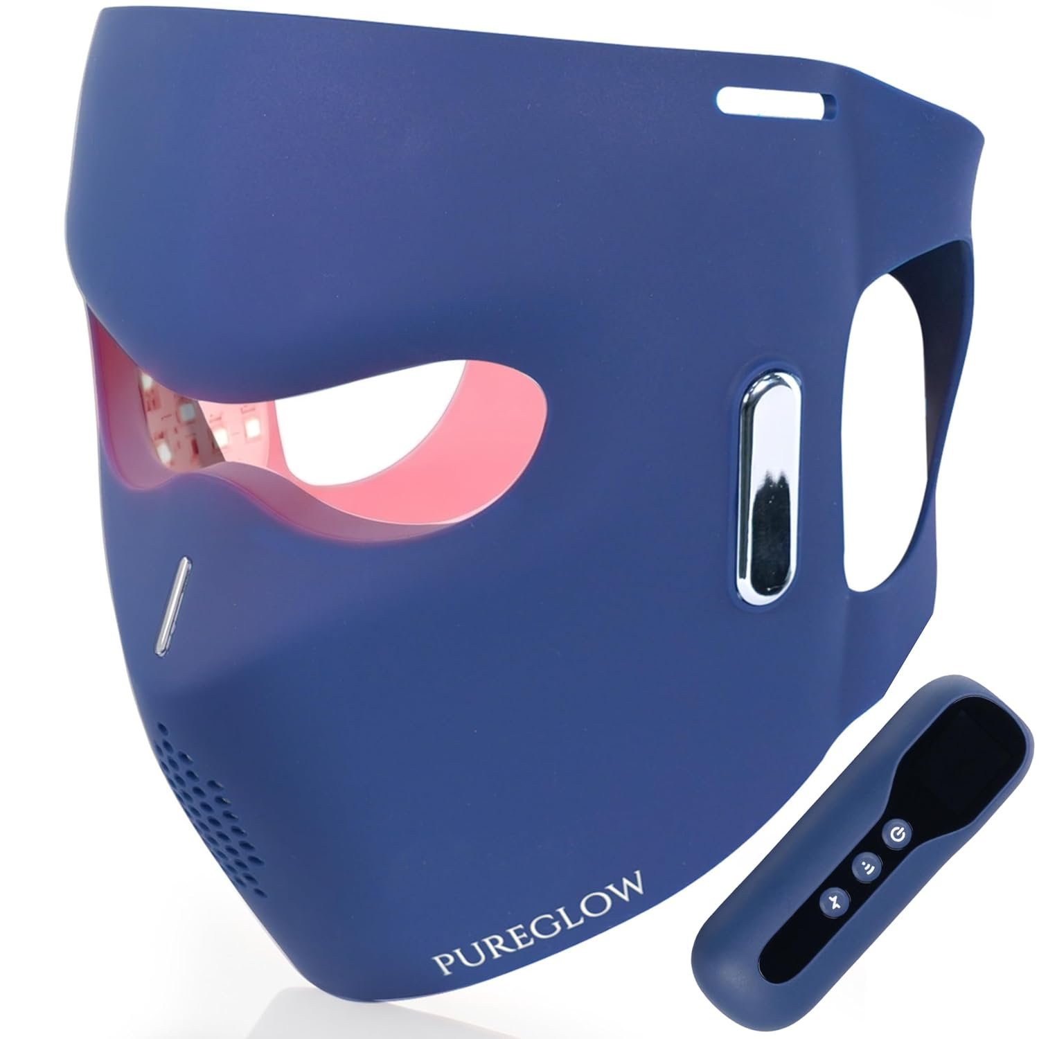 PUREGLOW LED Face Mask – Under-Eye Renewal Mode – Red Light Therapy for Home Use – 4 Treatment Modes for Anti-Ageing, Fine Lines & Blemishes – Red, Blue & Yellow LED, Adjustable Brightness & Straps