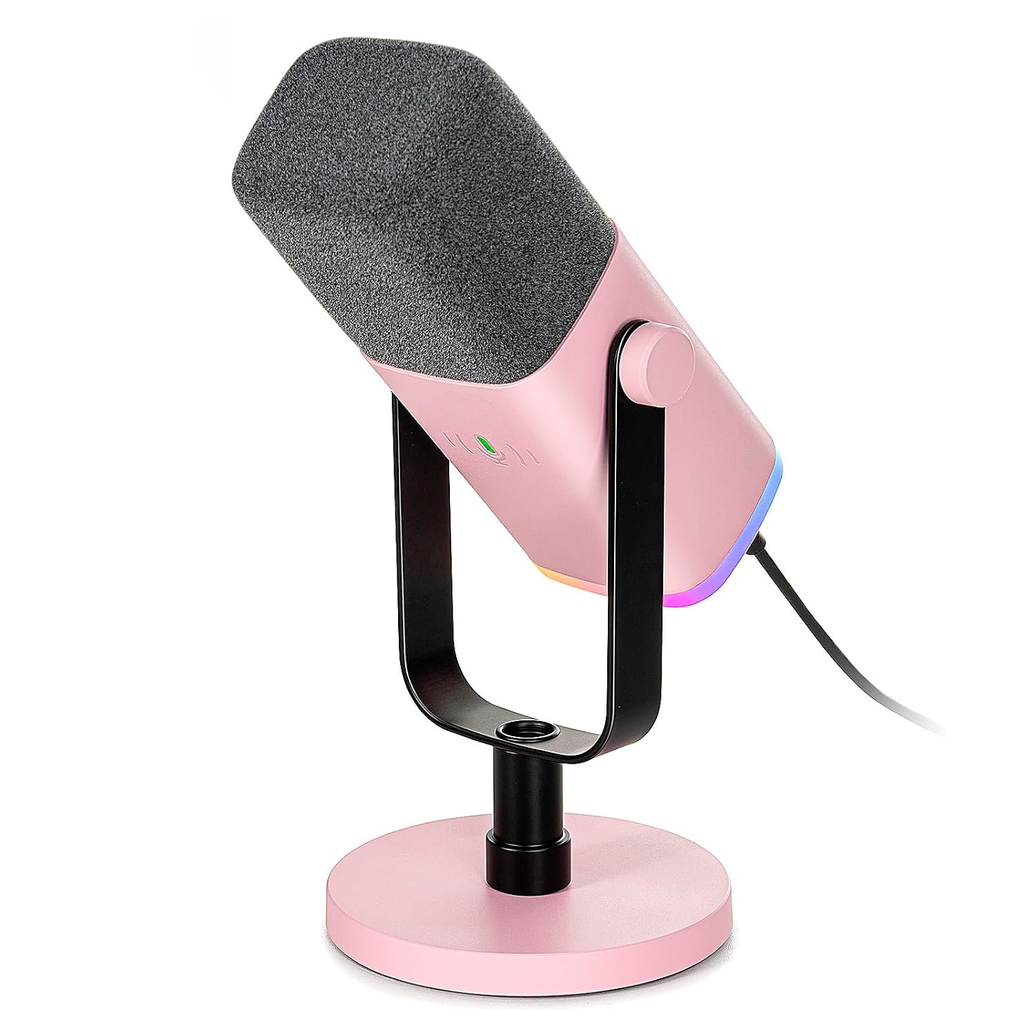 FIFINE Gaming XLR/USB Microphone, Streaming Dynamic PC Microphone for Recording/Podcast/YouTube Video, RGB Mic with Headphones Jack, Gain Knob, Compatible with Computer/Mixer-AmpliGame AM8 Pink