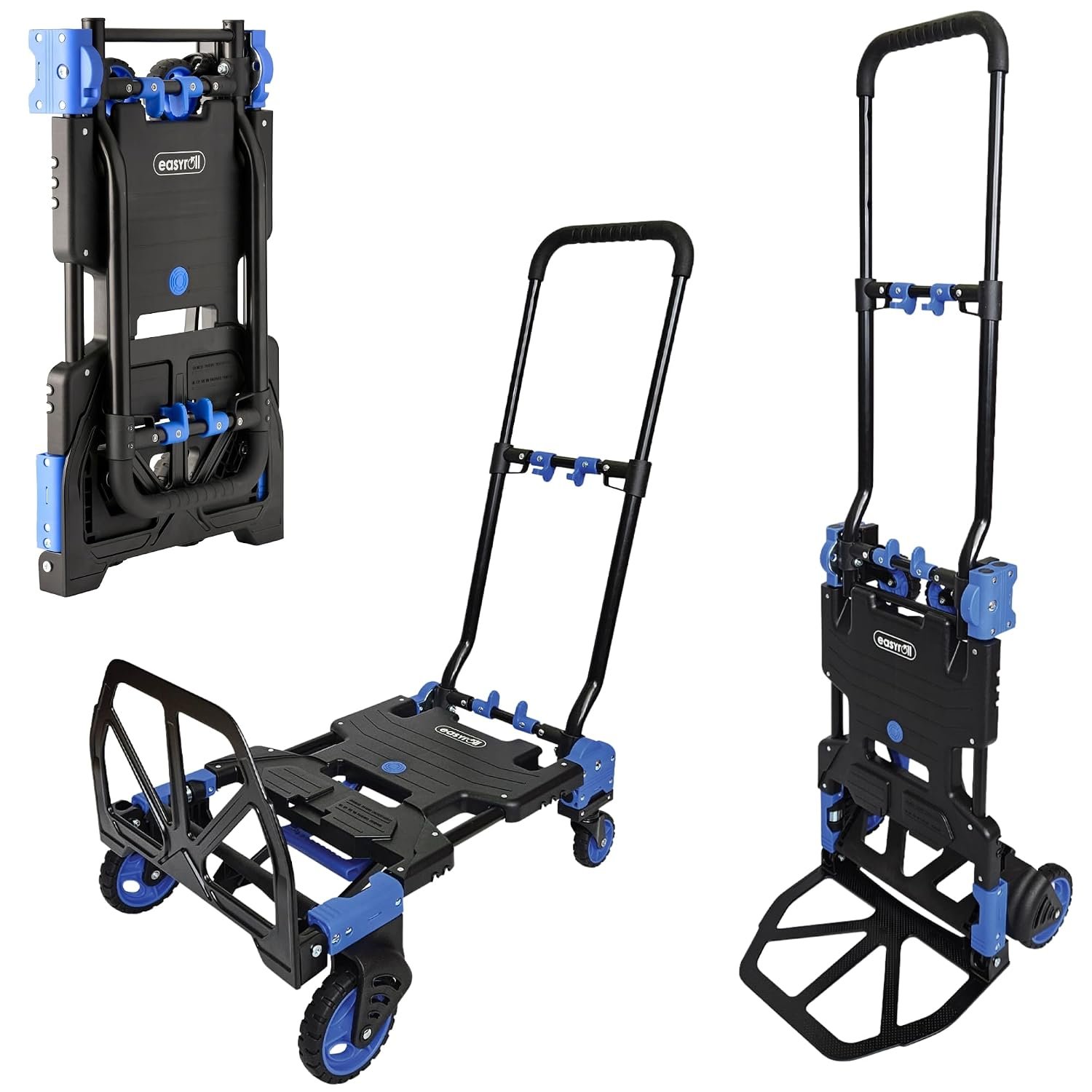 Move-It 2-in-1 Sack Truck, Folding Hand Truck Trolley, Platform Cart Dolly, Heavy-Duty Sack Barrow, 120kg/70kg Load Capacity, Black