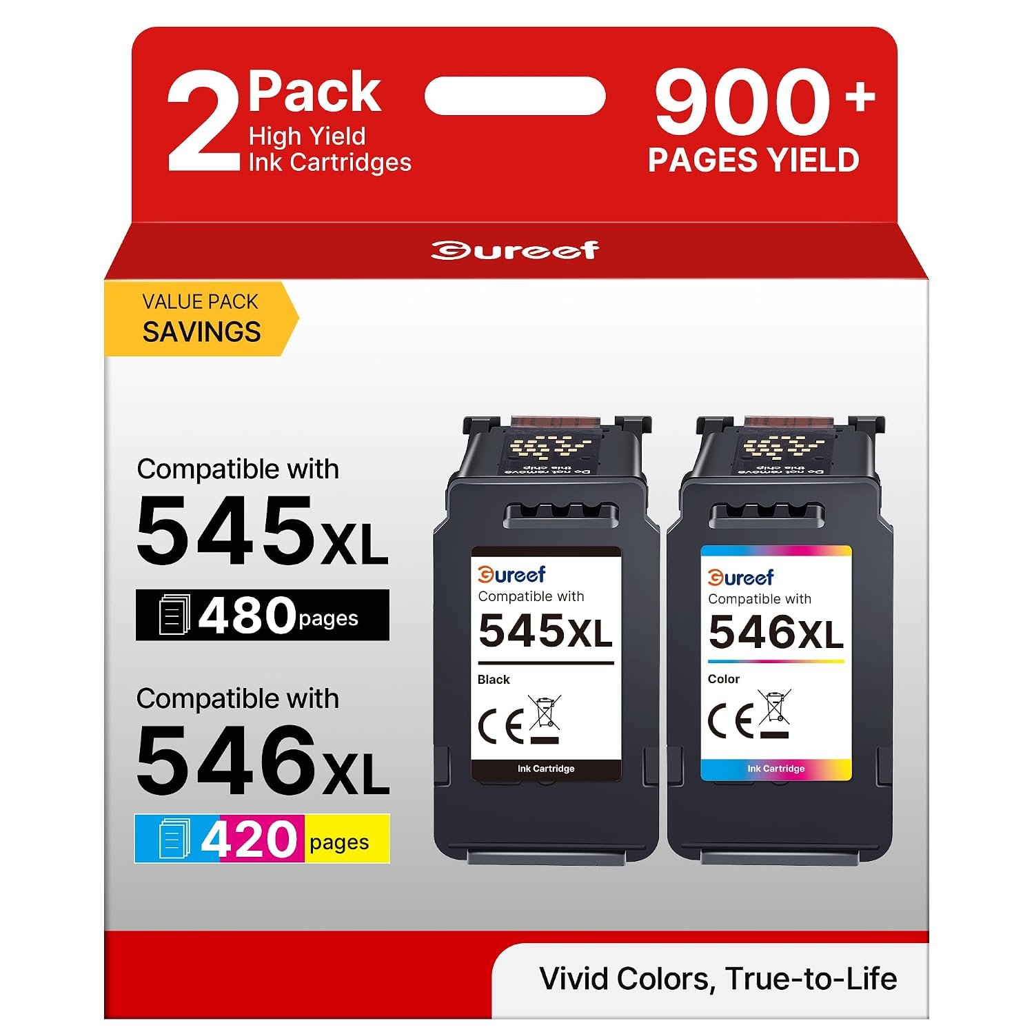 Gureef 545XL 546 XL Replacement for Canon 545 546 Ink Cartridges XL for Printer Ink Cartridges 545XL and 546 XL for Pixma TS3350 TS3355 TS3150 TR4550 MG2550s MG3050 TS3450 TR4551 MX495