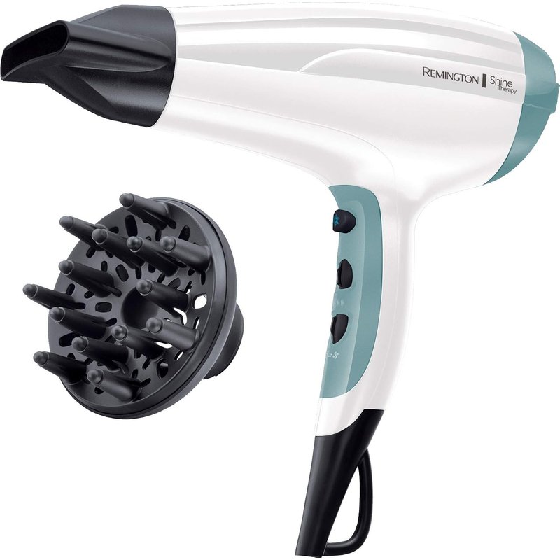 Remington Shine Therapy Hair Dryer (Ionic, 90% more Ions for Frizz Free Shine, Powerful, Fast Professional Drying, Diffuser, Concentrator, 3 Heat / 2 Speed Settings, Cool Shot, 2300W) D5216