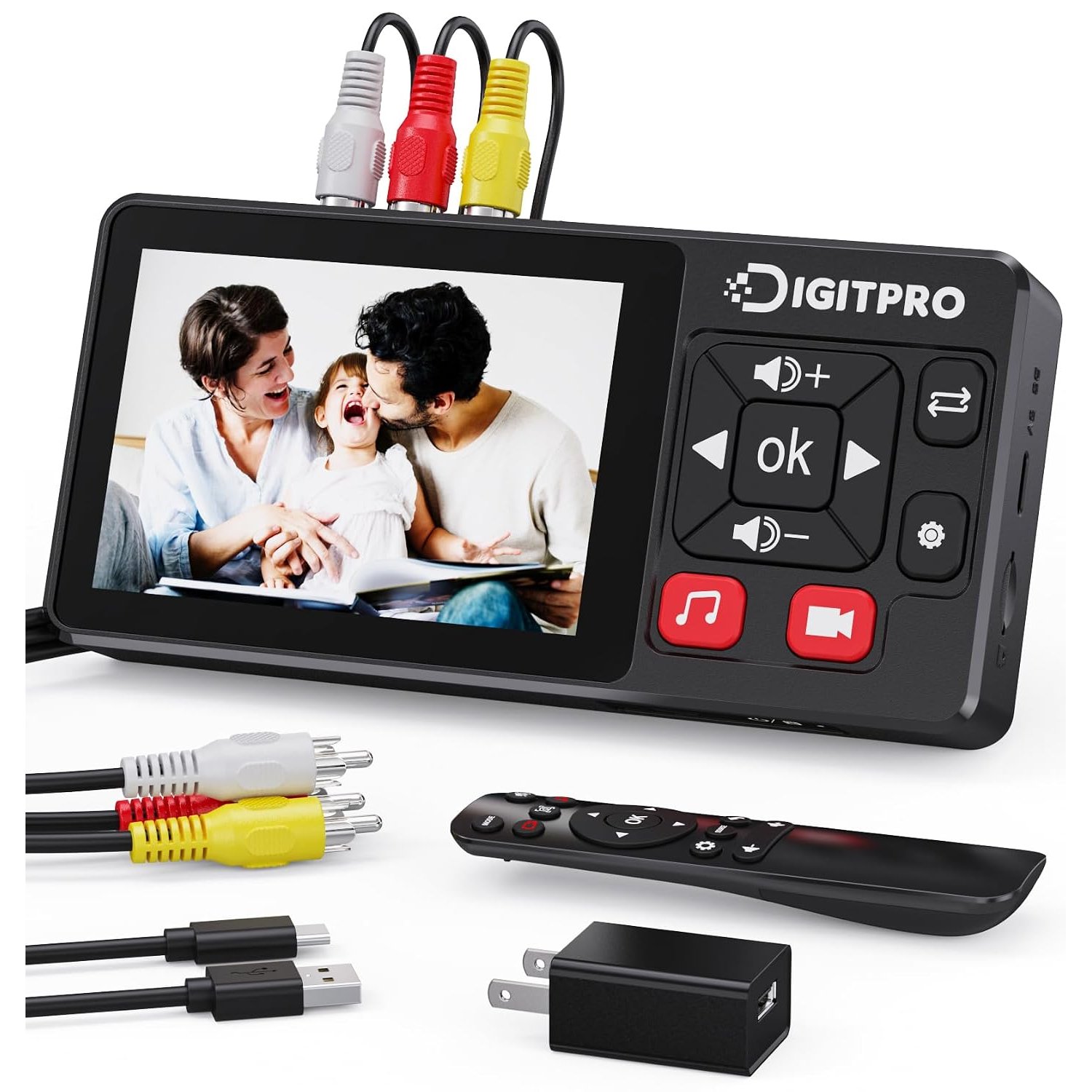 VHS to Digital Converter 2.0, HD VHS Video Recorder with Remote Control, Converts VHS VCR DVR, DVD, Hi8, DV, Camcorder, Cassette, Game Consoles to Digital