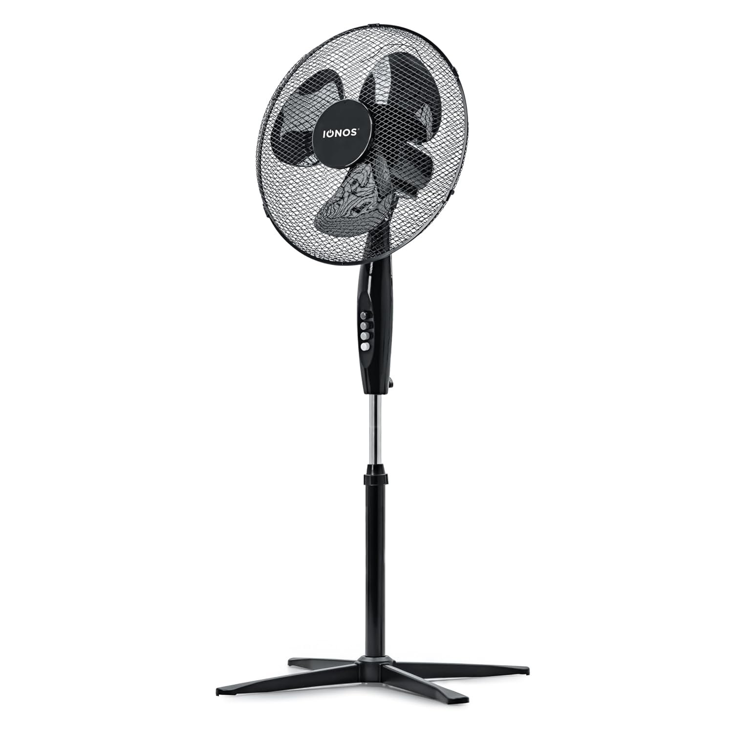 IONOS 16" Standing Pedestal Fan, 3 Speed with Adjustable Angle & Height, Powerful Stand Airflow for Home & Office, Black (ION16BSTANDFN1PB)