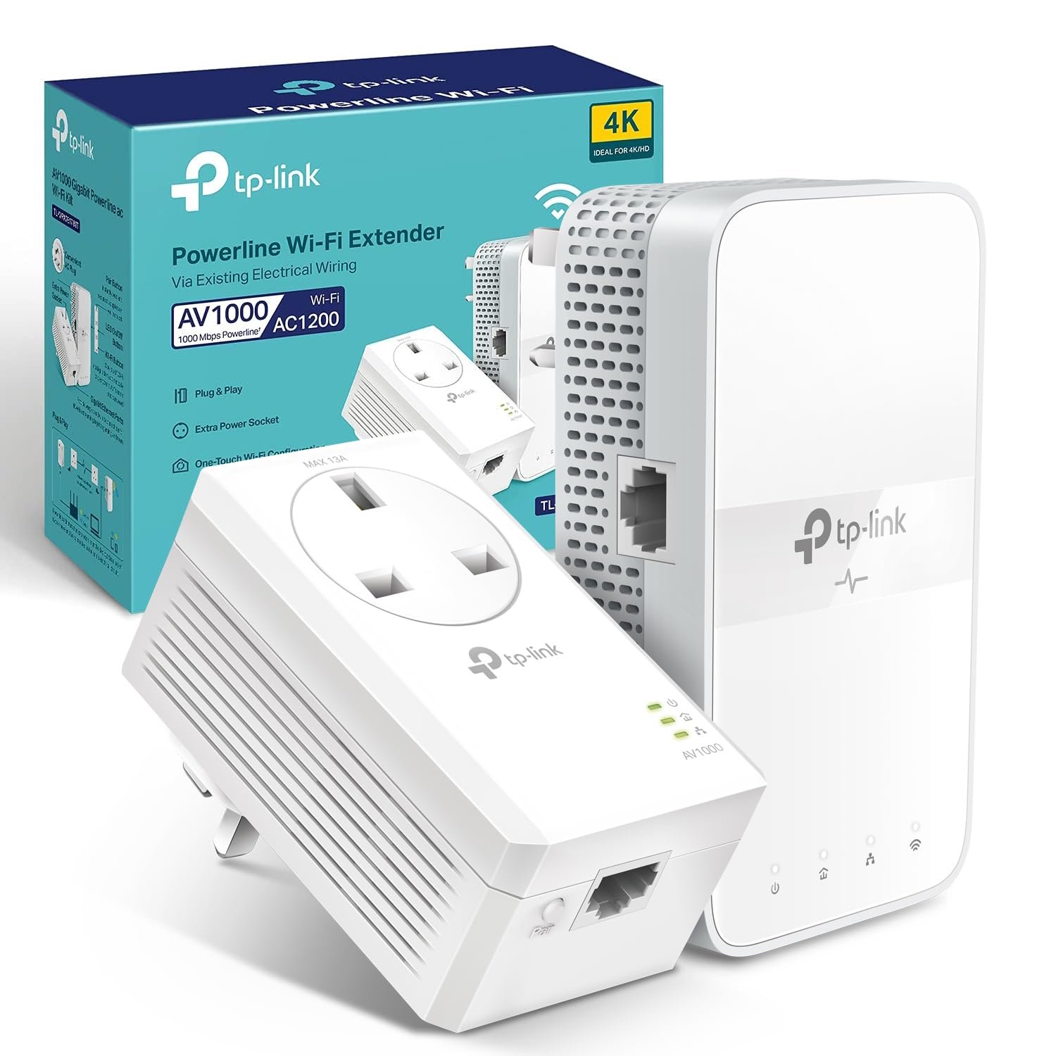 TP-Link TL-WPA7617 KIT AV1000 Powerline Adapter, AC1200 Dual Band WiFi Extender, Gigabit Ethernet, HomePlug AV2, Powerline WiFi Kit, Ethernet Over Power, WiFi Booster for Home