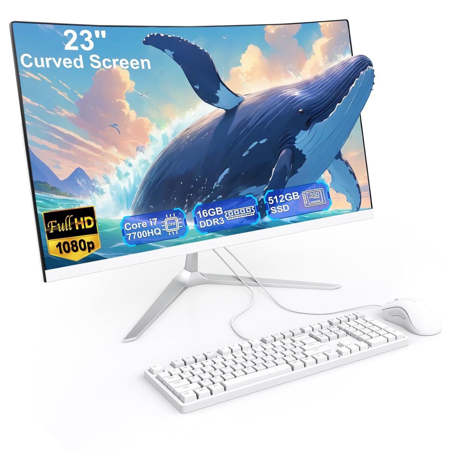 SUKOTOP All-in-One PC with 23.8" Full HD Multi-Touch Display, Alder Lake-N95 processor 16GB RAM and 512GB SSD Features Dual-Band WiFi, Bluetooth and Wired Keyboard with Mouse