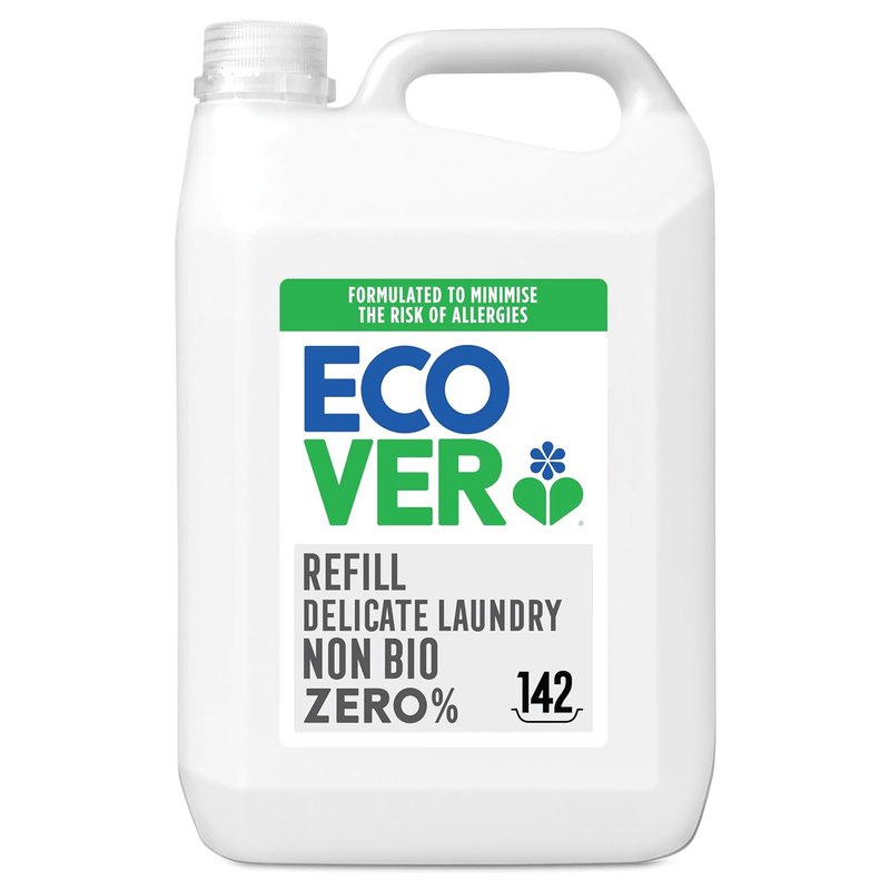 Ecover Zero Non-Bio Laundry Detergent Refill, For Sensitive Skin, Baby Laundry Washing Liquid, 142 Washes, 5L