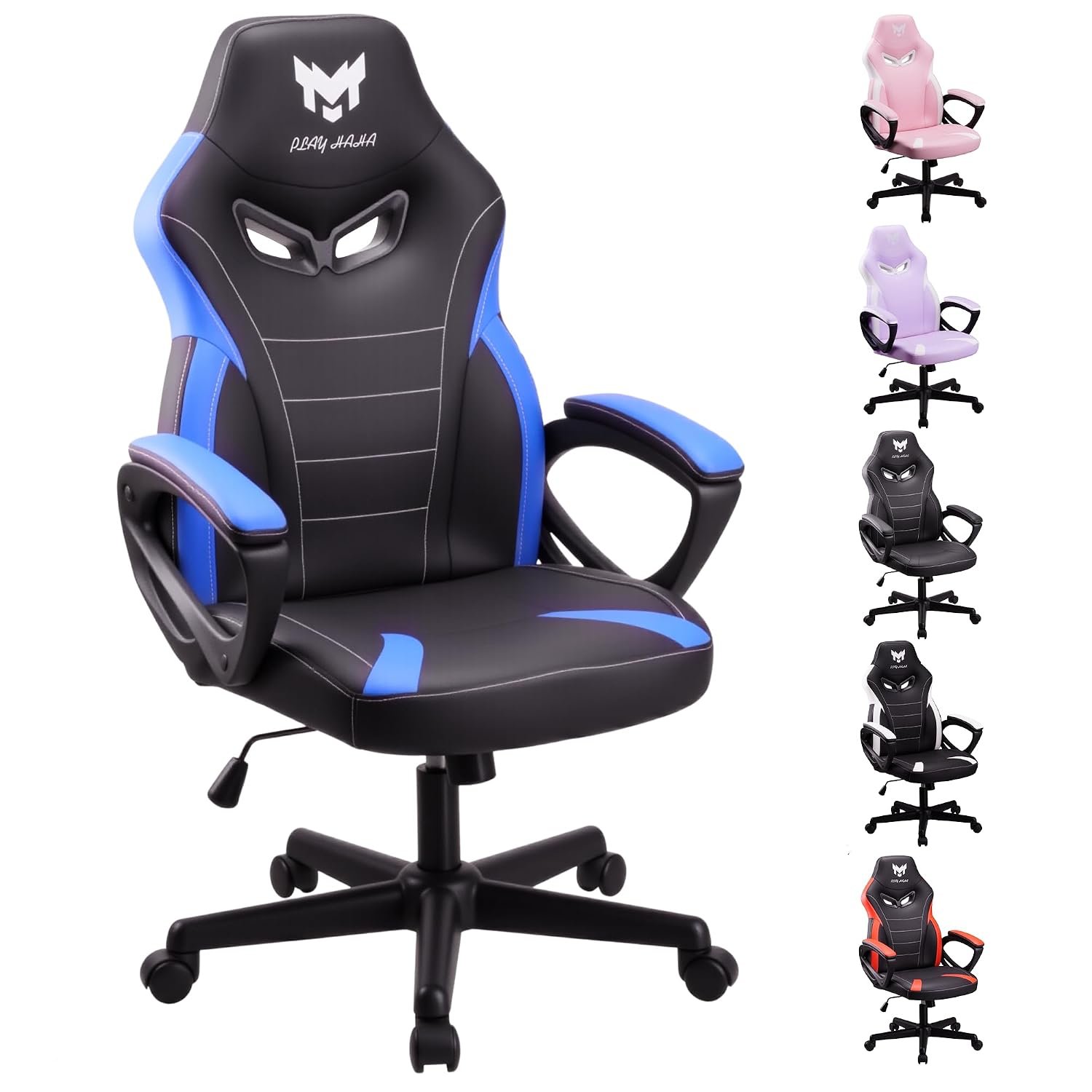 Play haha.Ergonomic high back seat with breathable mesh insert padded armrests tilt adjustment durable base lumbar support Faux leather surface for gaming home or office use