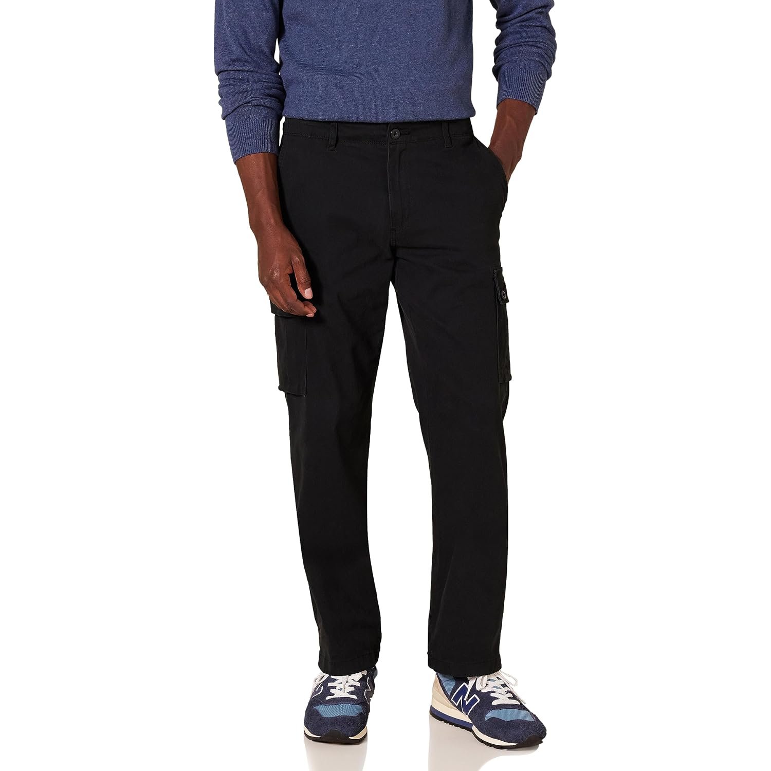 Amazon Essentials Men's Straight Fit Stretch Cargo Work Trousers (Available in Big and Tall), Black, 38W / 30L