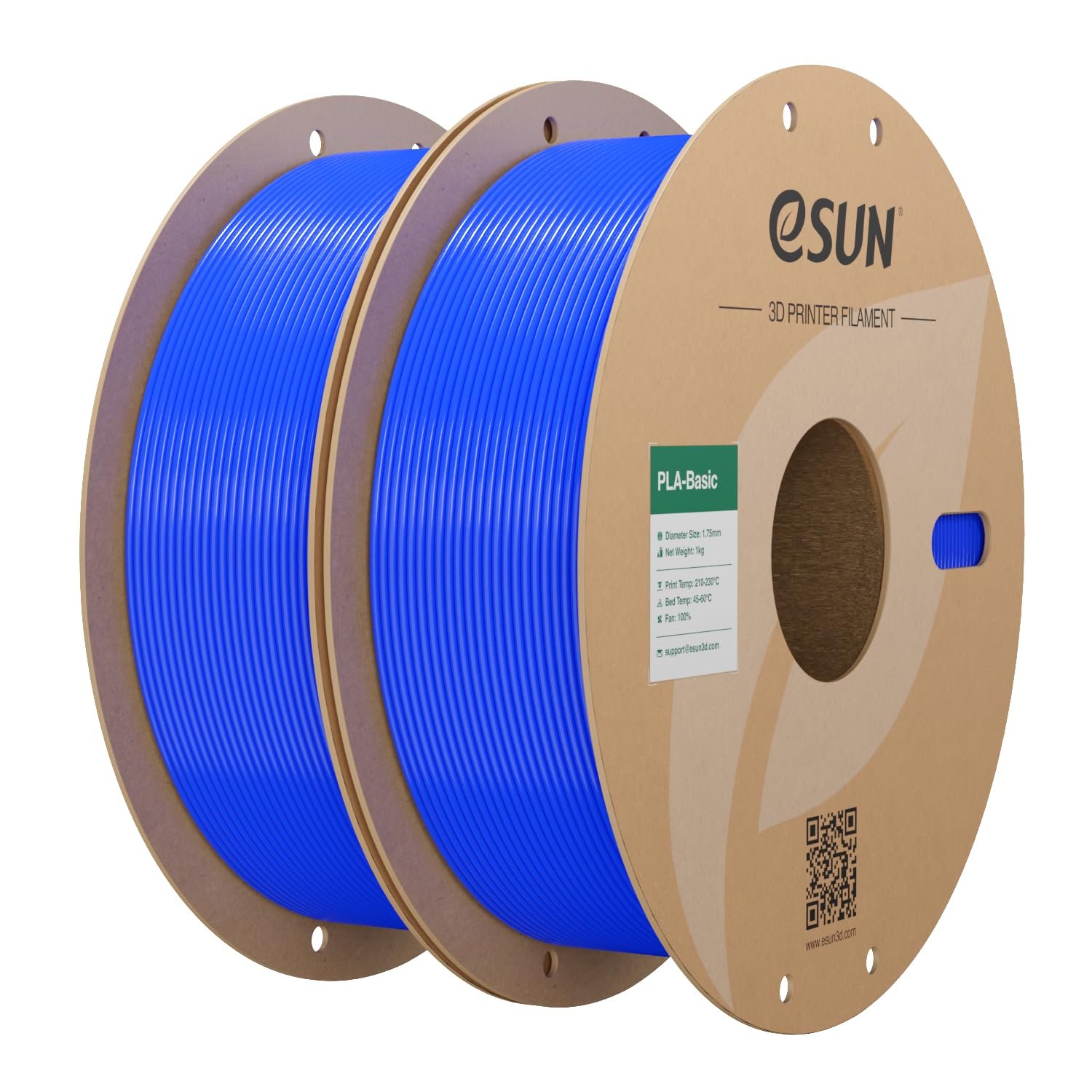 eSUN PLA Filament 1.75mm, PLA Basic 3D Printing Filament Dimensional Accuracy +/- 0.05mm, 1KG per Spool, 2 Spools for 3D Printers,Blue+Blue