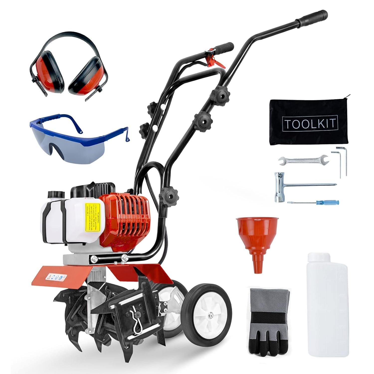 BU-KO 52CC Garden Petrol Tiller Engine 3HP 2 Strokes Lawn Soil Cultivator Rotovator Engine Lightweight Compact Powerful Sure Grip Handles Built to be Durable Dependable and Heavy Duty 1 Year Warranty