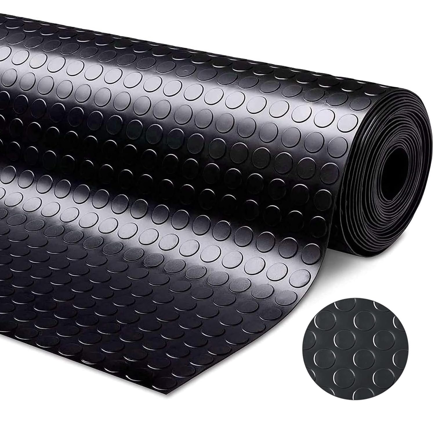 tonchean Garage Floor Mat Rubber Matting Roll 5x1M Coin Flooring Roll 3mm Thick Non-slip Gym Mat Heavy Duty Checker Plate Matting Waterproof Insulation Mat for Gym Shed Van Garage Workshop