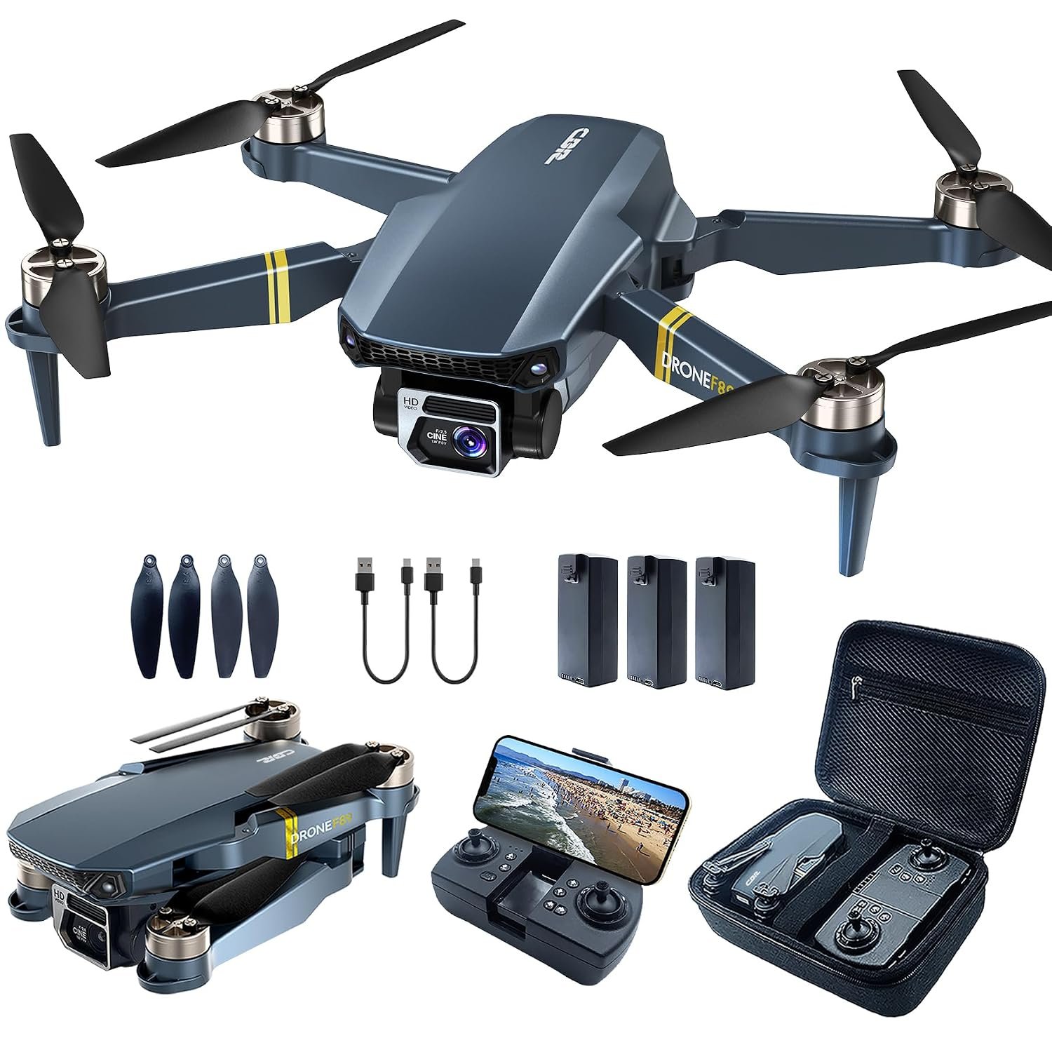 Drone with Camera 4K for Beginners, 2650ft (800m) Control Range, Super Endurance Foldable WiFi Quadcopter with Brushless Motor, 84 Mins Flight Time (3 Batteries), Auto Hover & Auto Follow