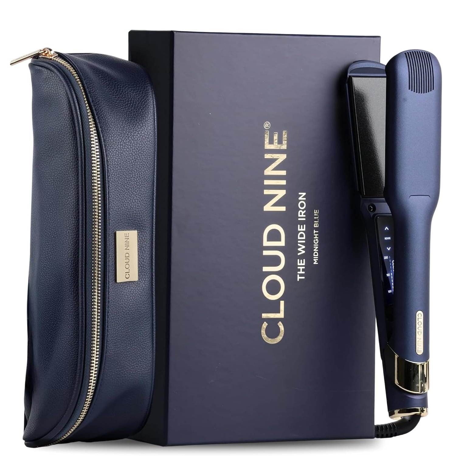 CLOUD NINE The Wide Iron Blue | Wide Plate Hair Straighteners for Women | Professional Ceramic Hair Straightener | 11 Temperature Settings 100–200°C | Revive Mode | Frizz Control